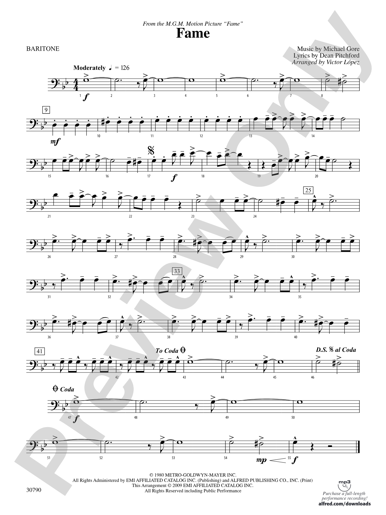 Fame (from the motion picture Fame): Baritone B.C.