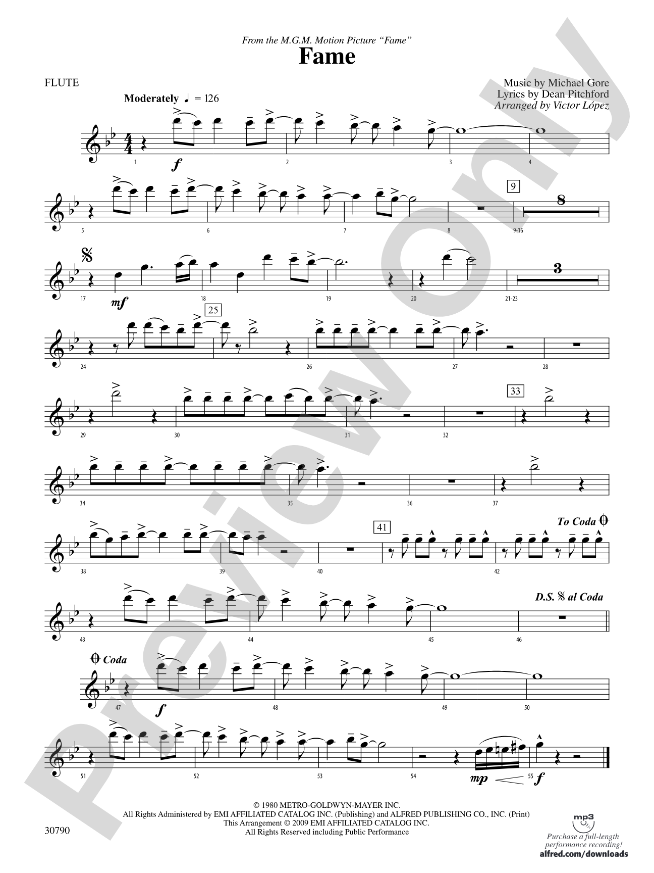 Fame (from the motion picture Fame): Flute