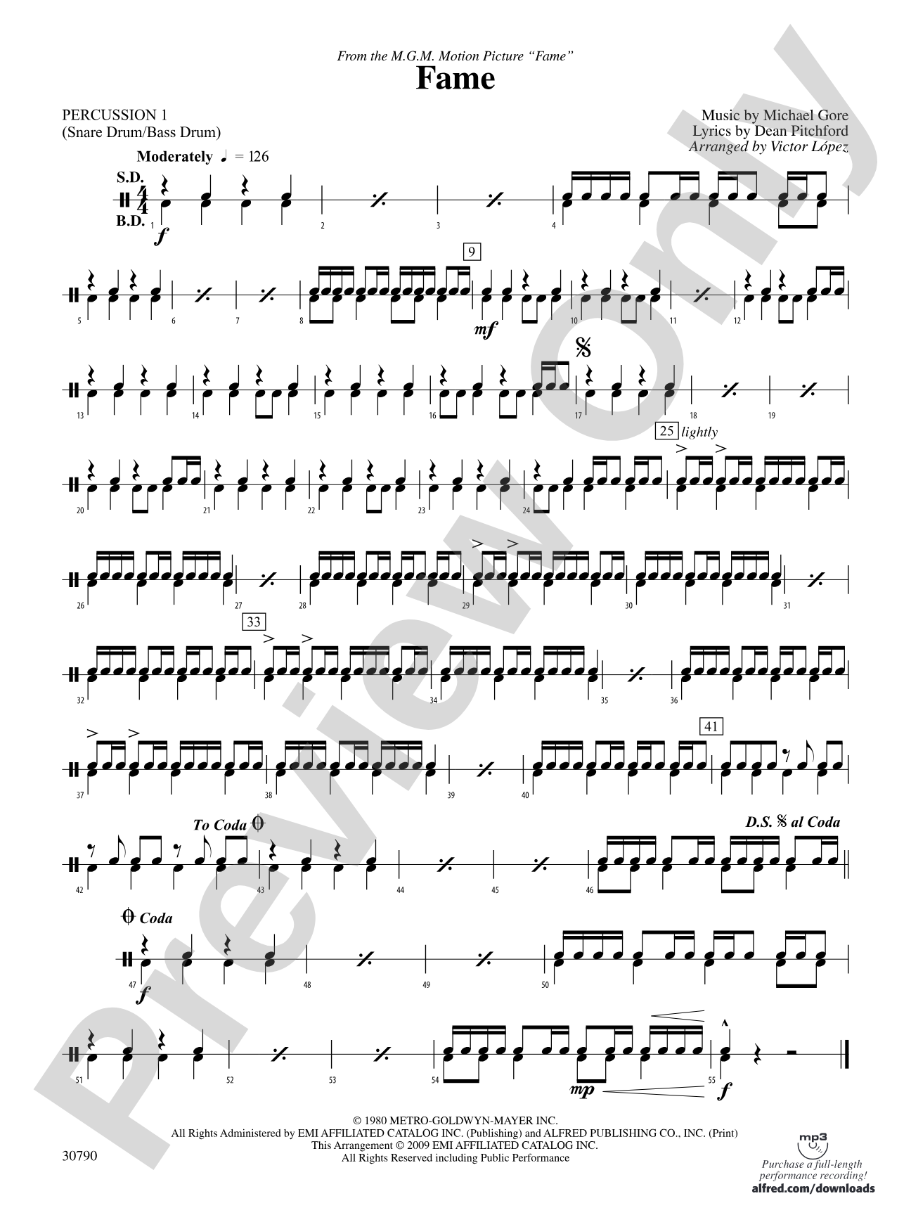 Fame (from the motion picture Fame): 1st Percussion