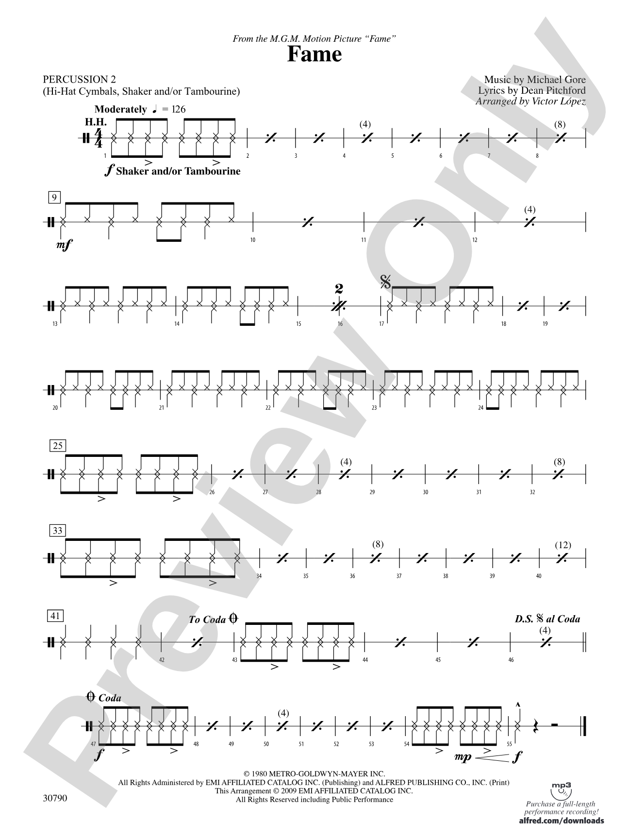 Fame (from the motion picture Fame): 2nd Percussion