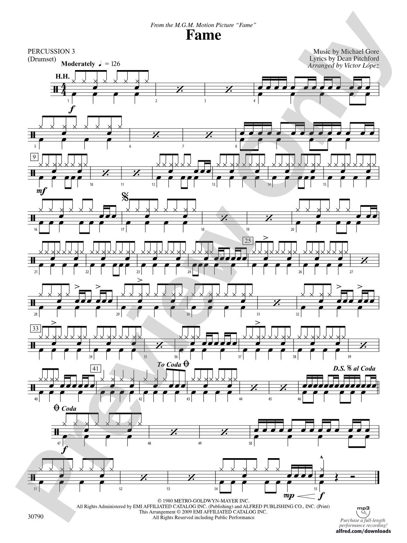 Fame (from the motion picture Fame): 3rd Percussion