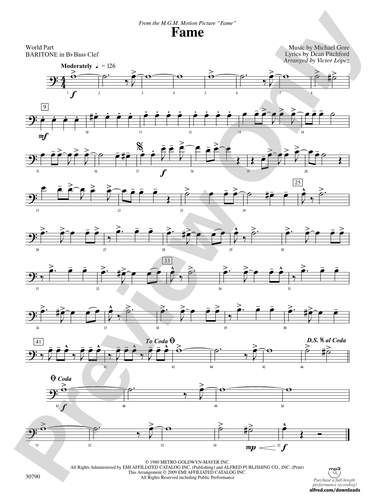 Fame (from the motion picture Fame): (wp) B-flat Baritone B.C.