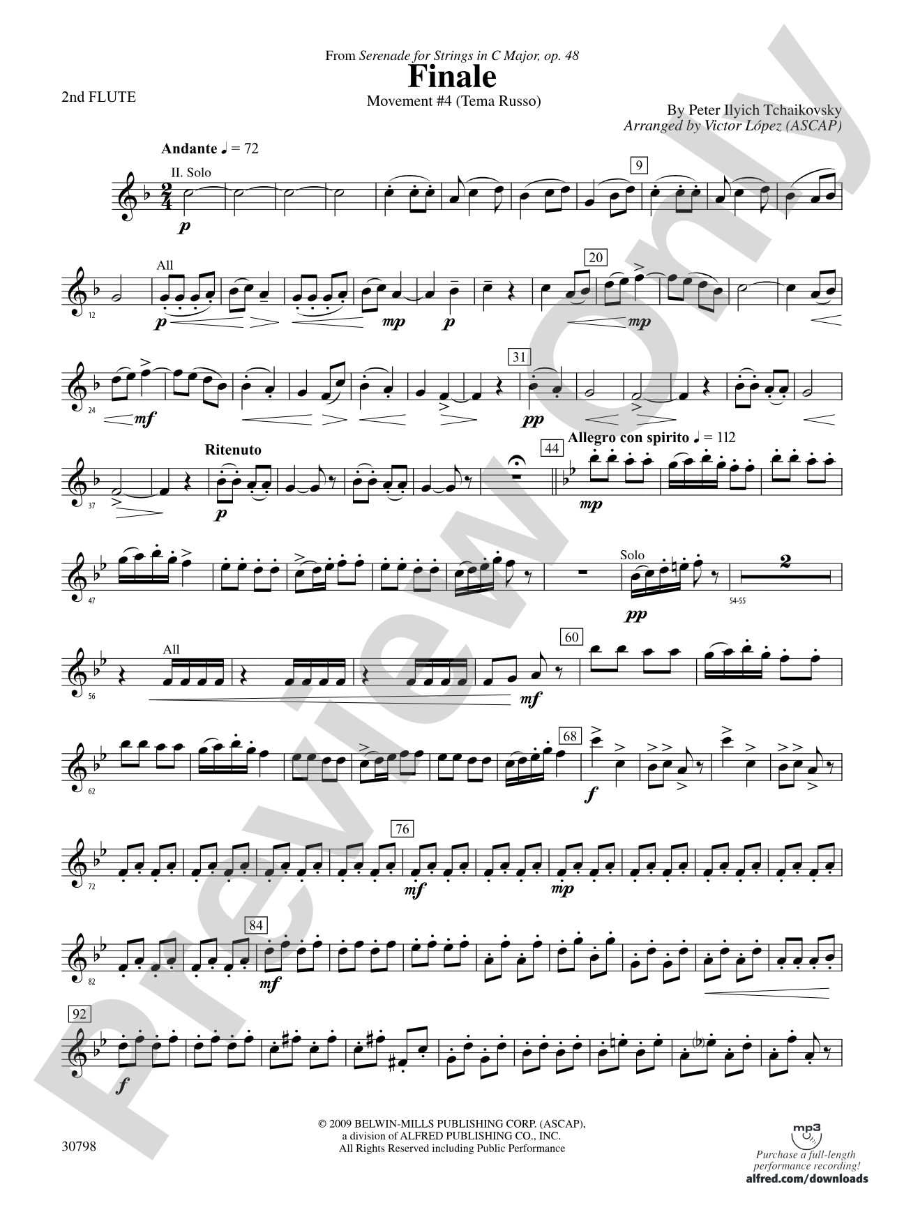 Finale (from Serenade for Strings in C Major, Op. 48, Movement #4 (Terma Russo)): 2nd Flute