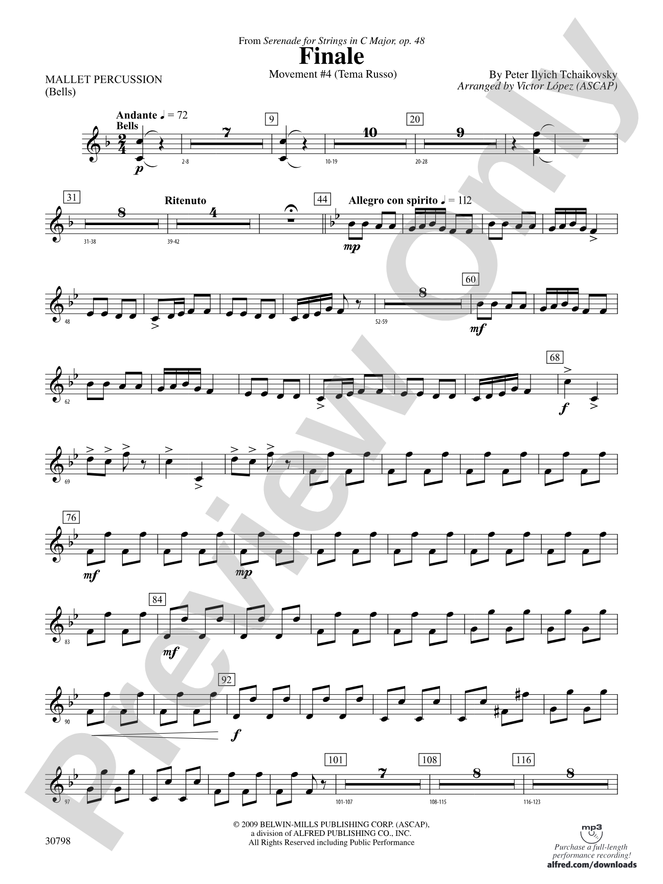 Finale (from Serenade for Strings in C Major, Op. 48, Movement #4 (Terma Russo)): Mallets