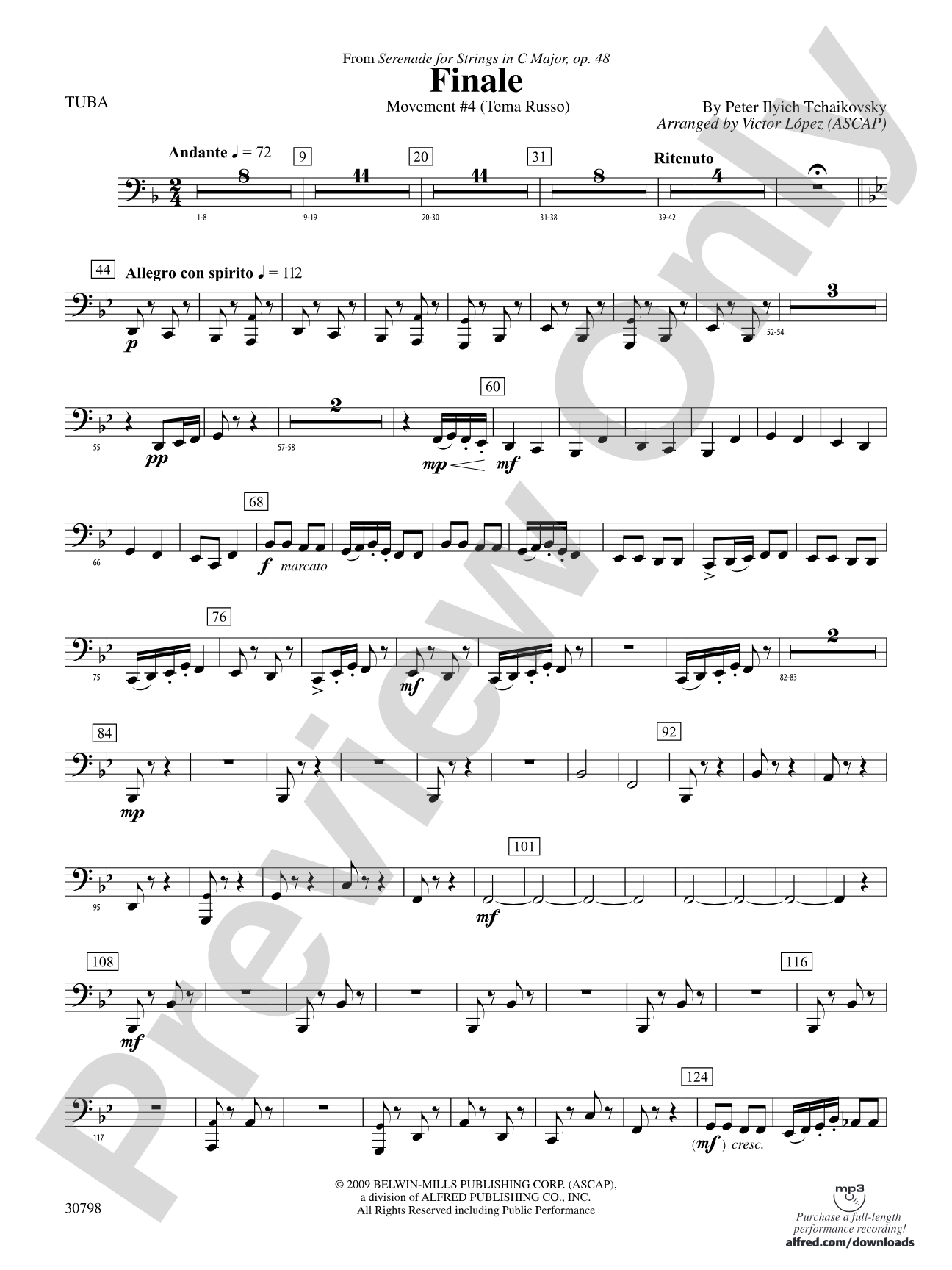 Finale (from Serenade for Strings in C Major, Op. 48, Movement #4 (Terma Russo)): Tuba