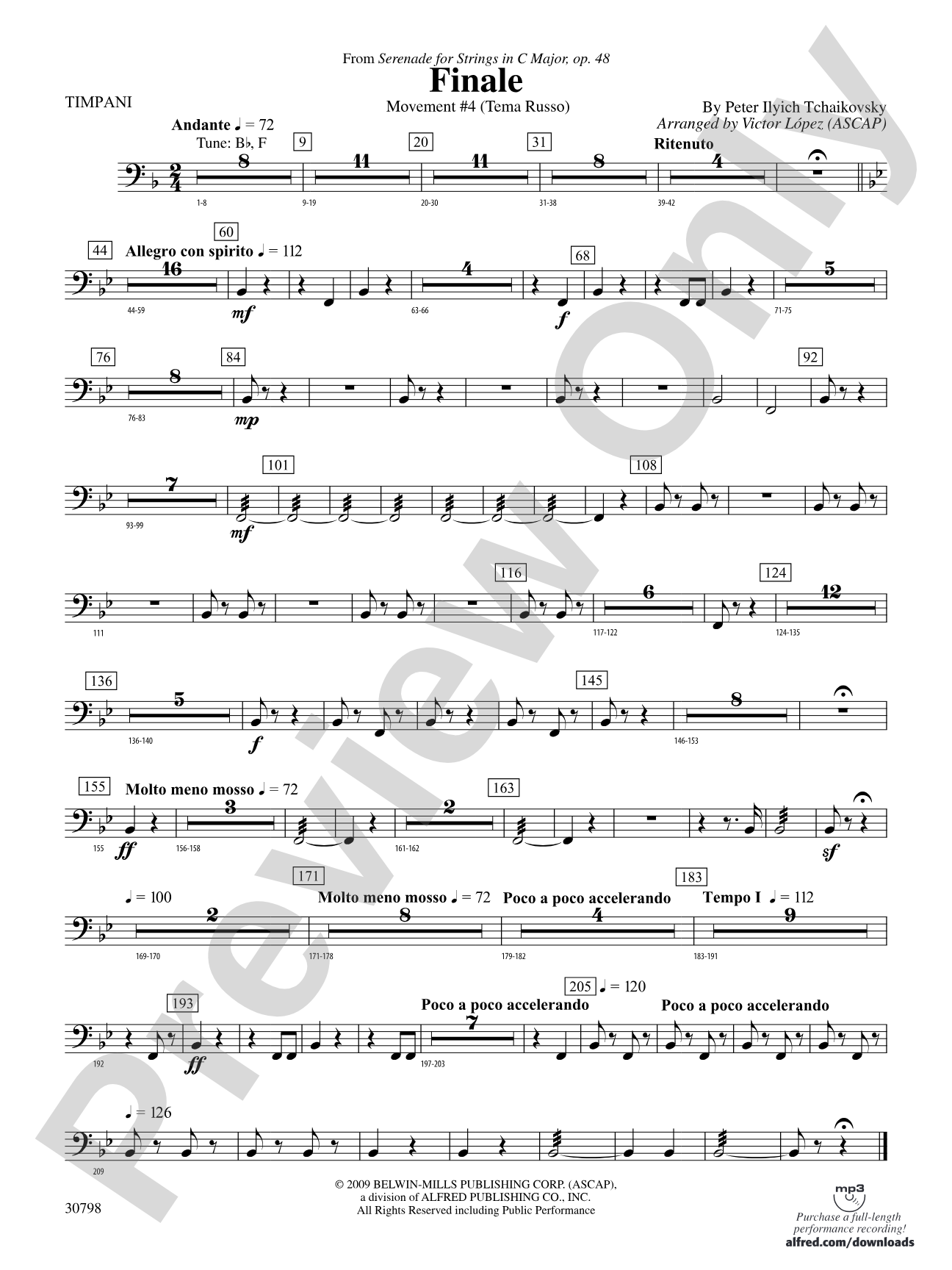Finale (from Serenade for Strings in C Major, Op. 48, Movement #4 (Terma Russo)): Timpani