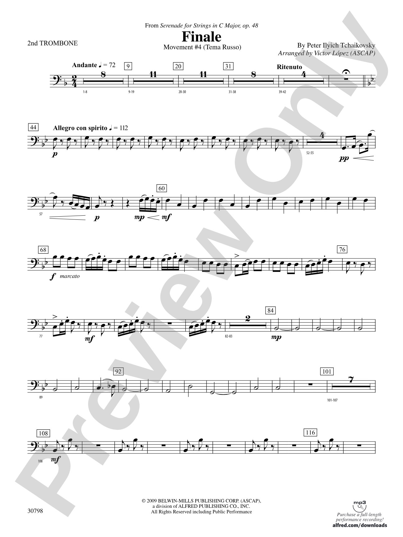 Finale (from Serenade for Strings in C Major, Op. 48, Movement #4 (Terma Russo)): 2nd Trombone