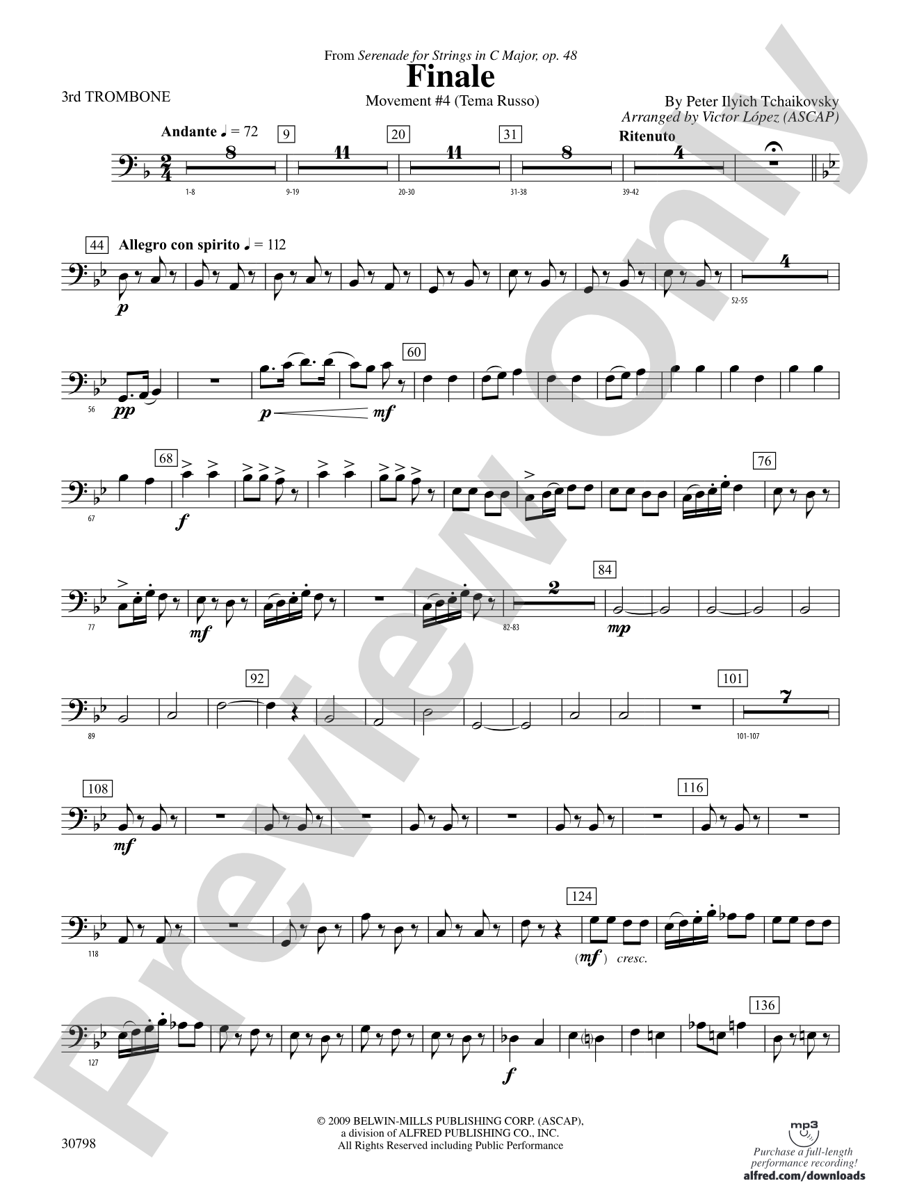 Finale (from Serenade for Strings in C Major, Op. 48, Movement #4 (Terma Russo)): 3rd Trombone