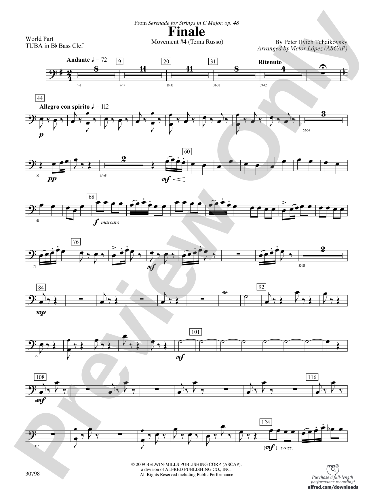 Finale (from Serenade for Strings in C Major, Op. 48, Movement #4 (Terma Russo)): (wp) B-flat Tuba B.C.
