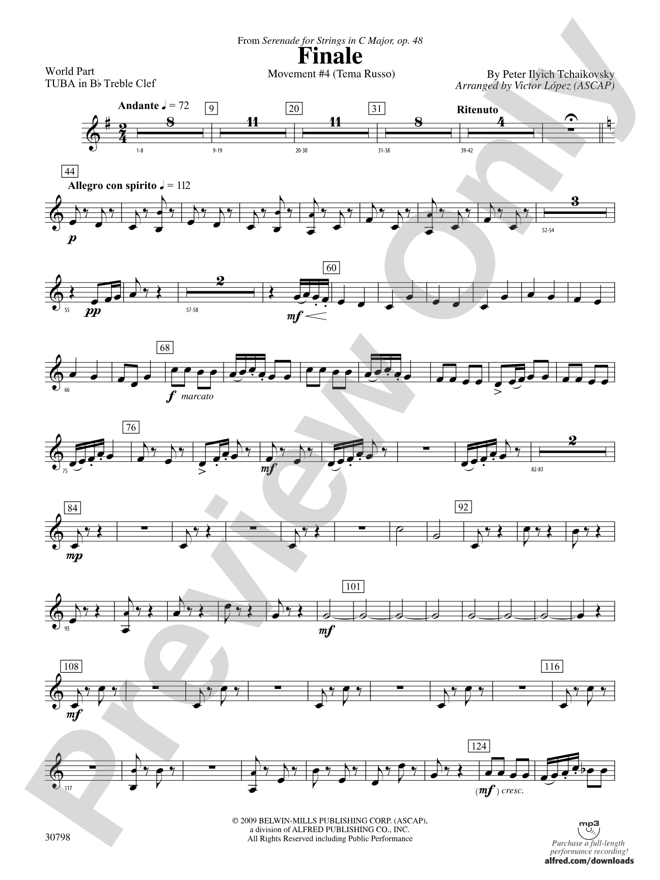 Finale (from Serenade for Strings in C Major, Op. 48, Movement #4 (Terma Russo)): (wp) B-flat Tuba T.C.
