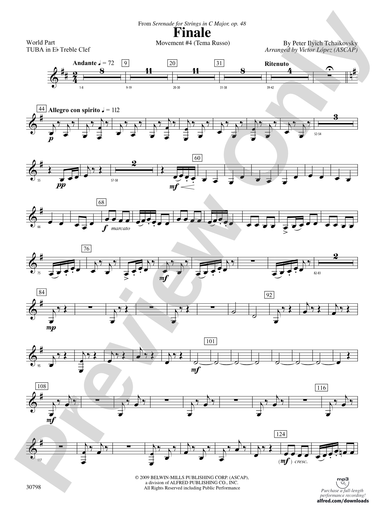 Finale (from Serenade for Strings in C Major, Op. 48, Movement #4 (Terma Russo)): (wp) E-flat Tuba T.C.