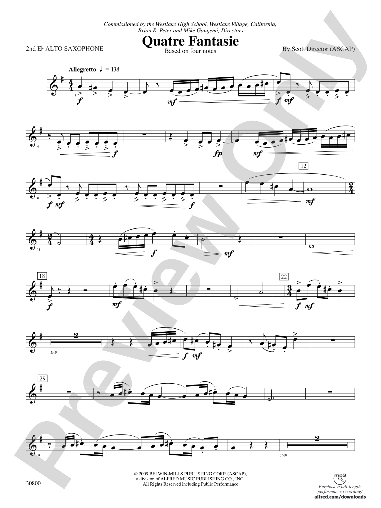 Quatre Fantasie: 2nd E-flat Alto Saxophone