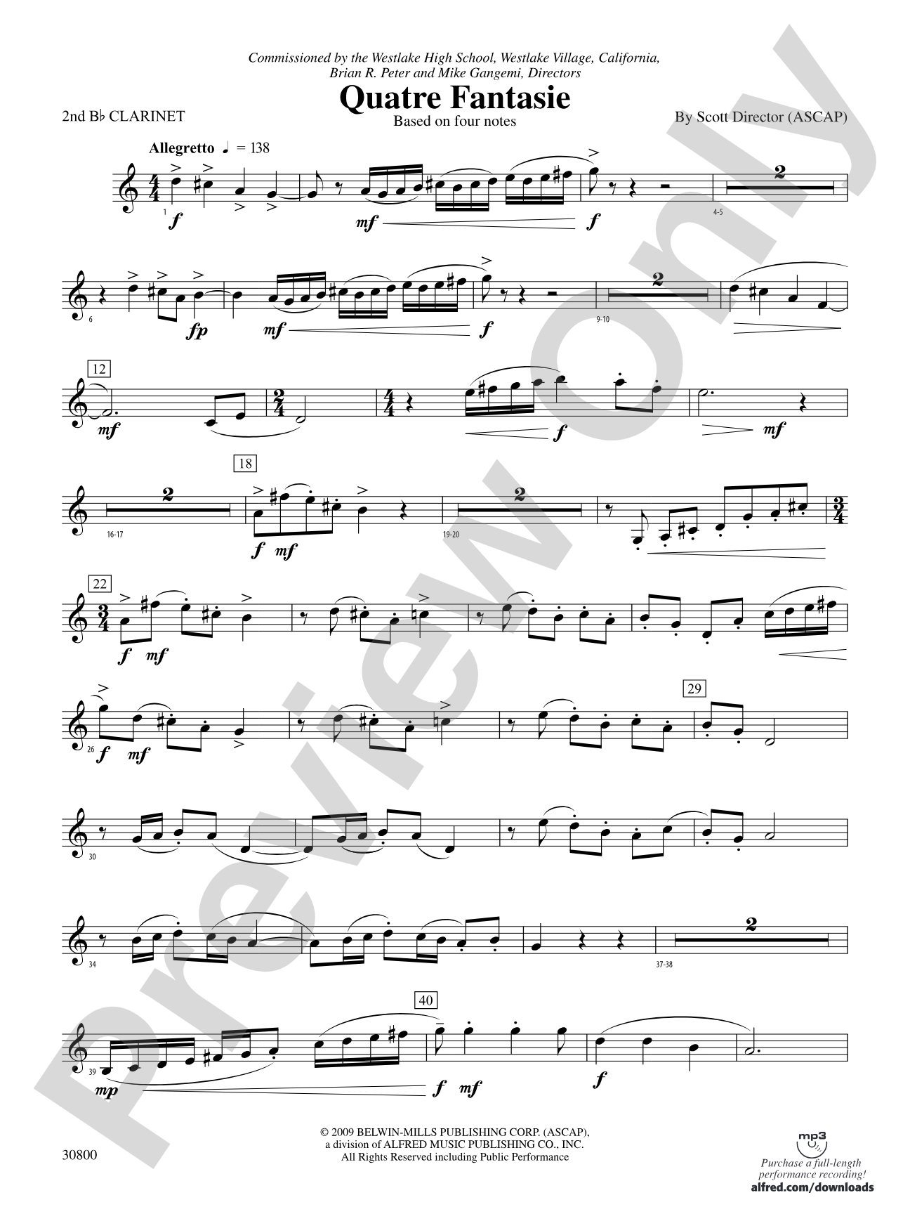 Quatre Fantasie: 2nd B-flat Clarinet