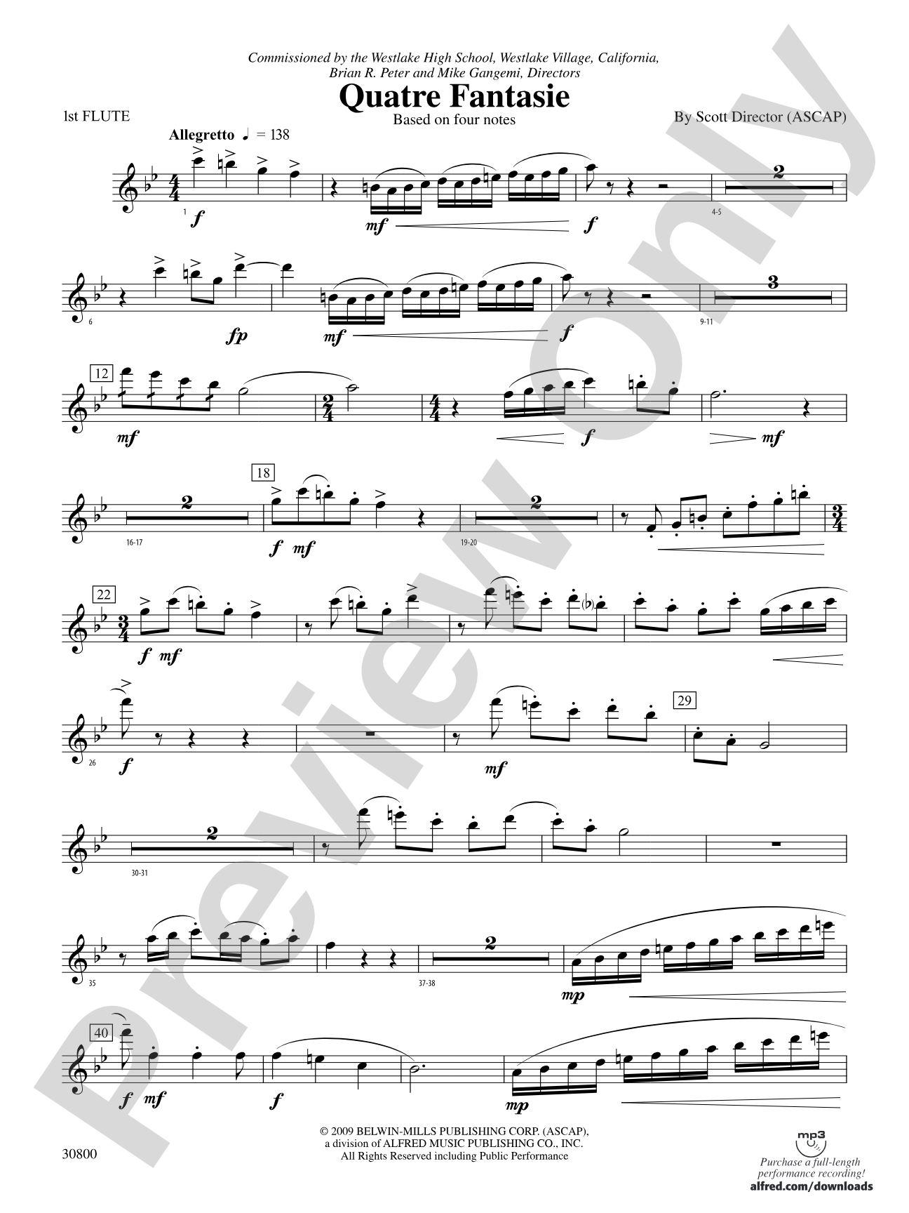 Quatre Fantasie: Flute