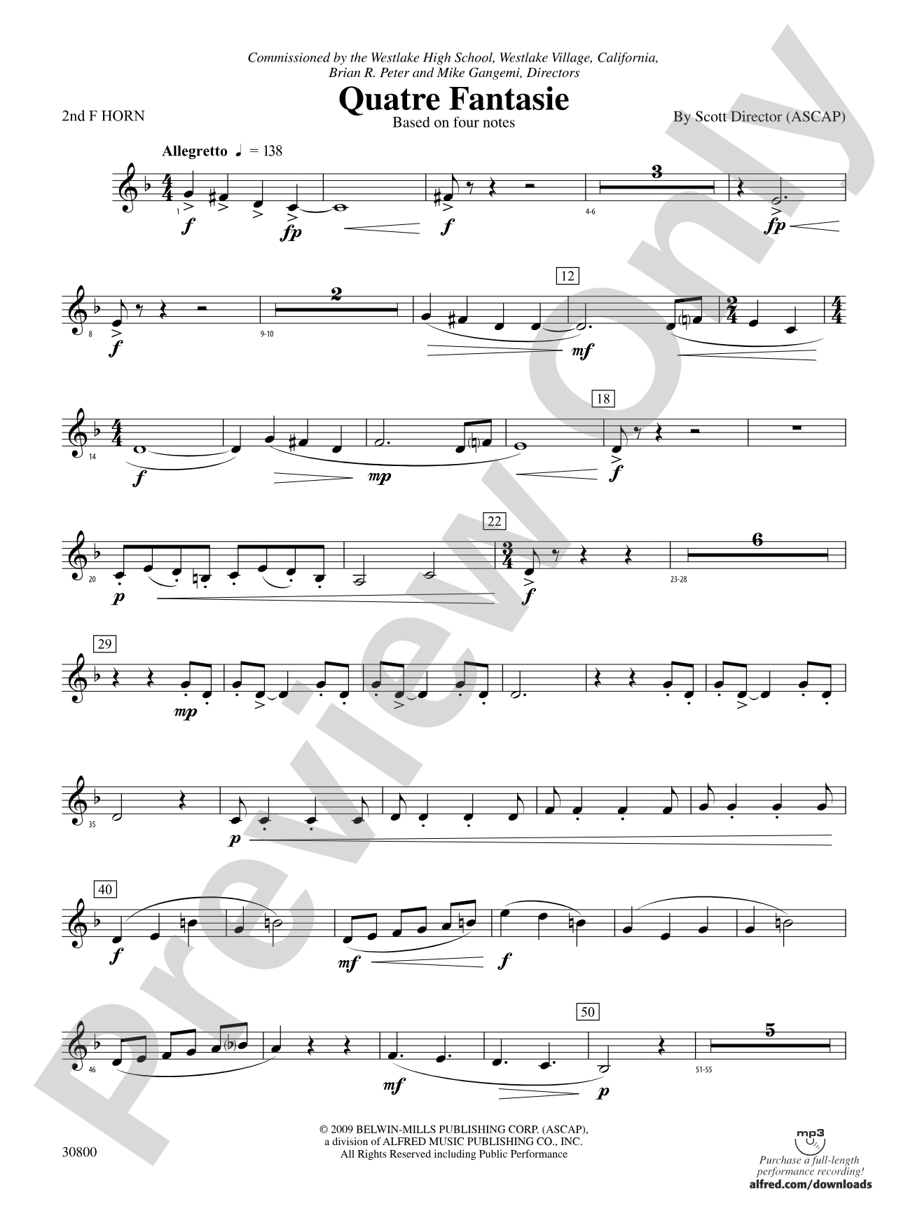 Quatre Fantasie: 2nd F Horn