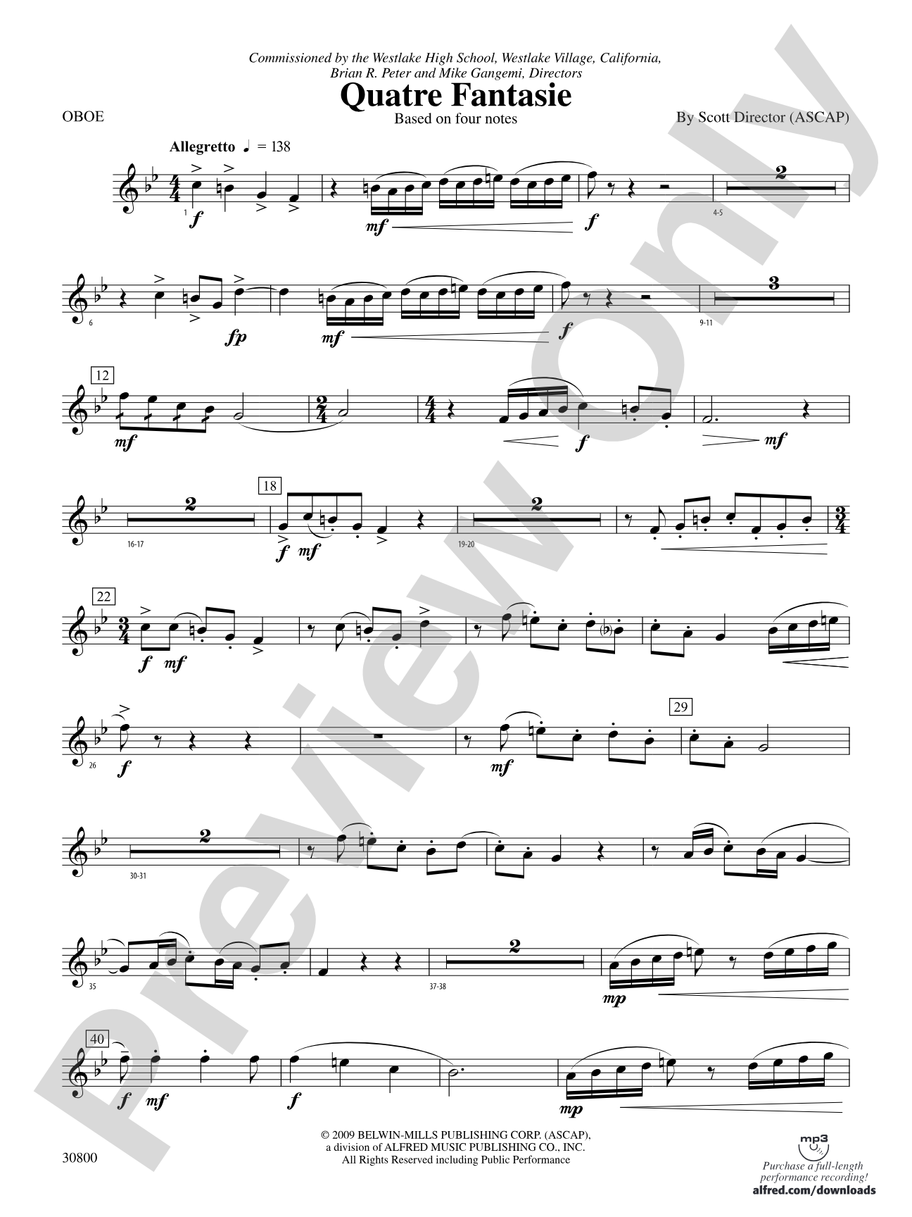 Quatre Fantasie: Oboe