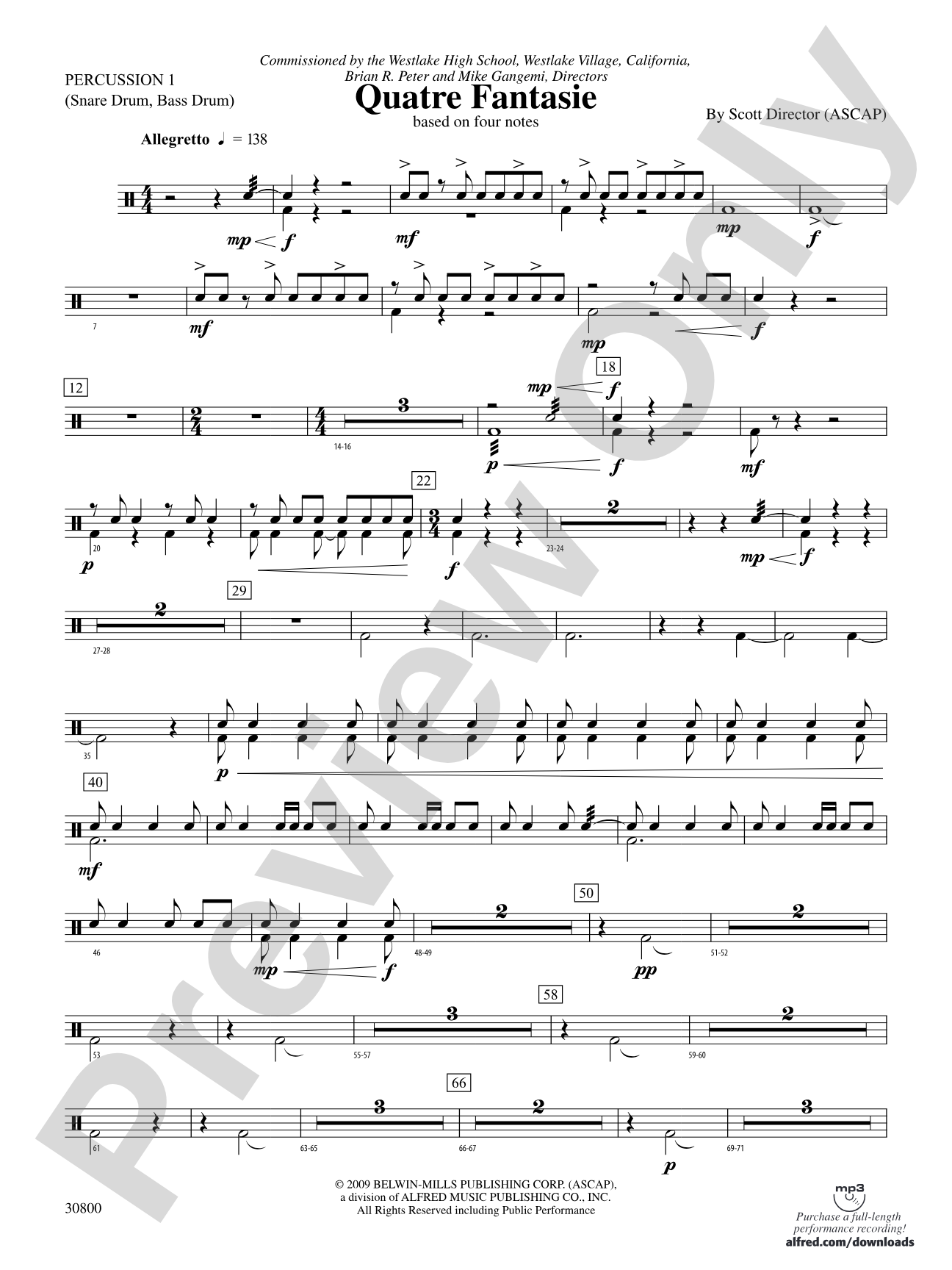 Quatre Fantasie: 1st Percussion