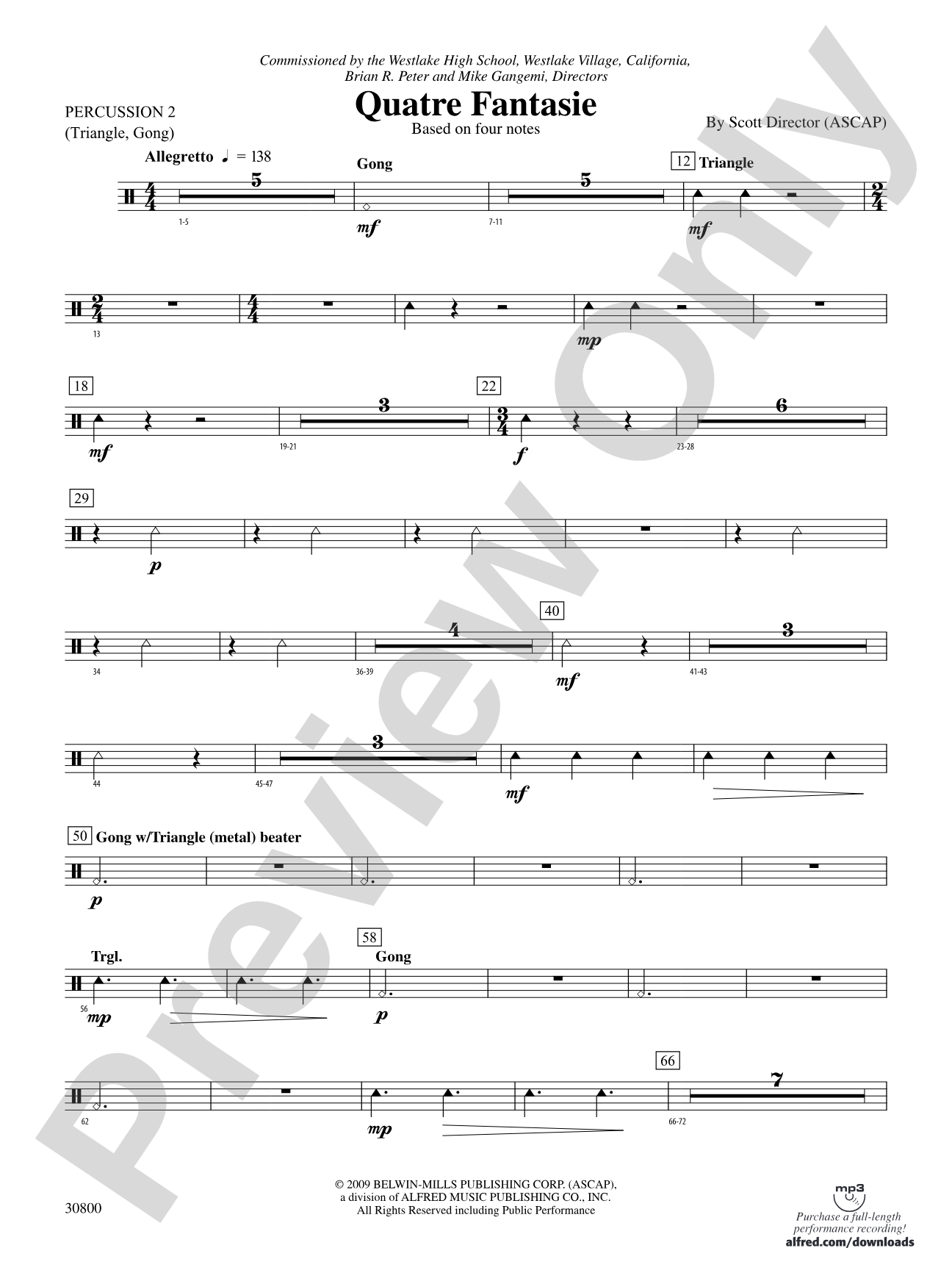 Quatre Fantasie: 2nd Percussion
