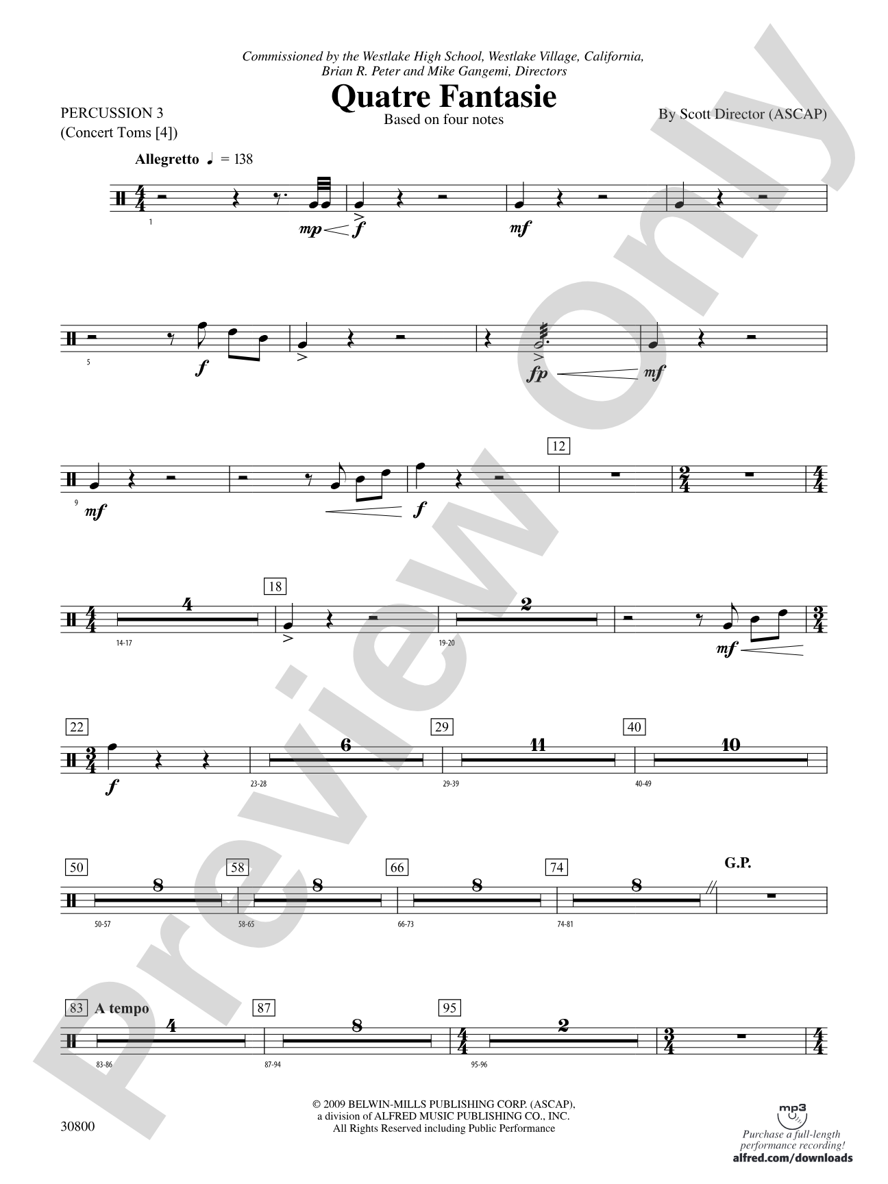 Quatre Fantasie: 3rd Percussion