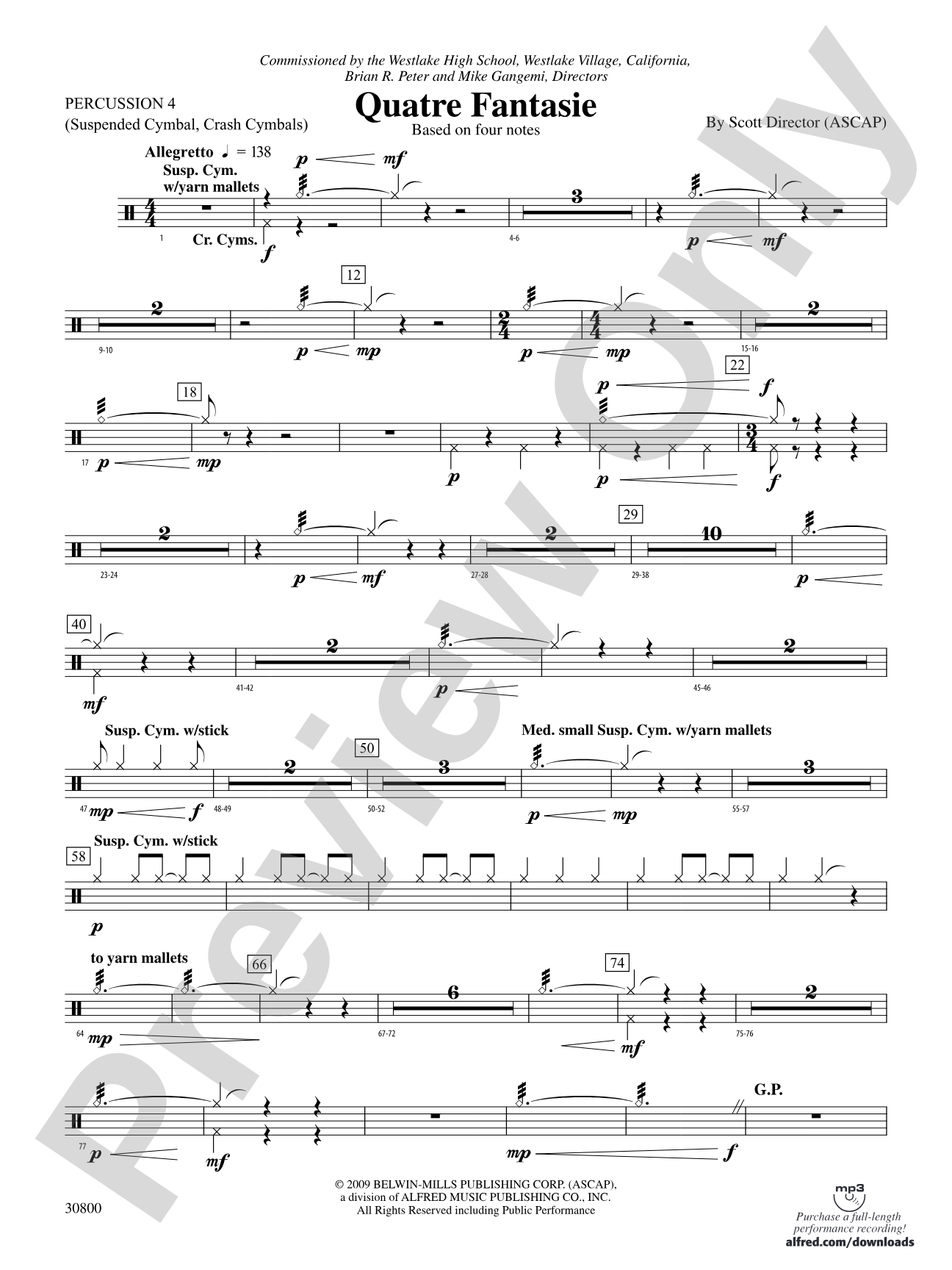 Quatre Fantasie: 4th Percussion