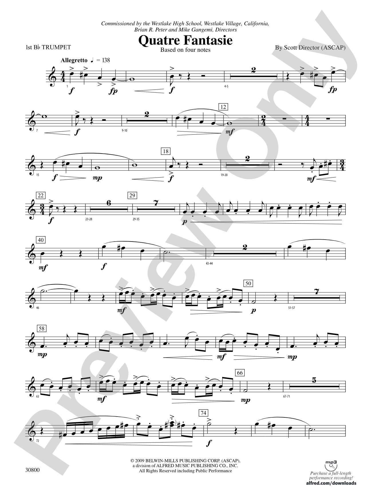 Quatre Fantasie: 1st B-flat Trumpet