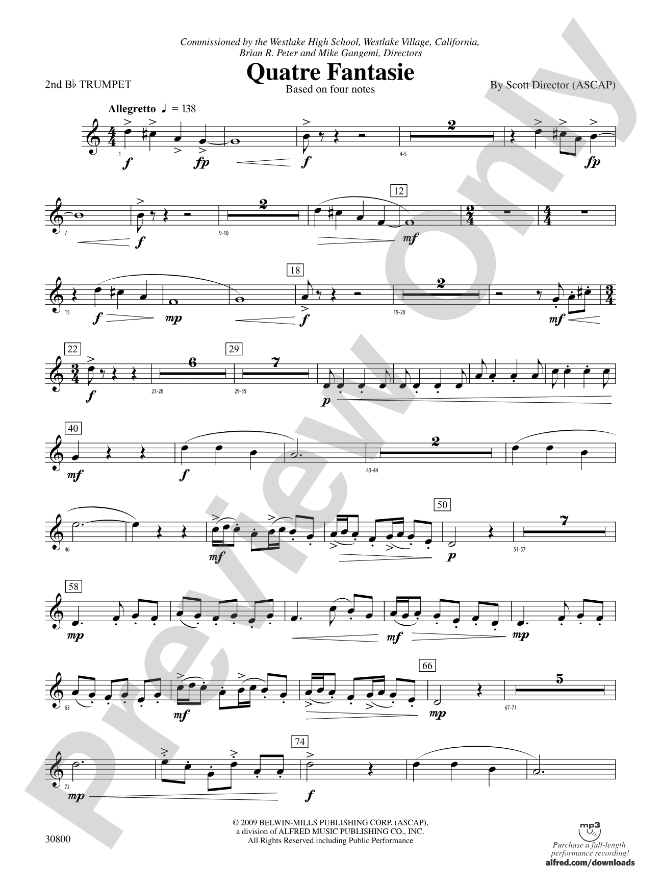 Quatre Fantasie: 2nd B-flat Trumpet