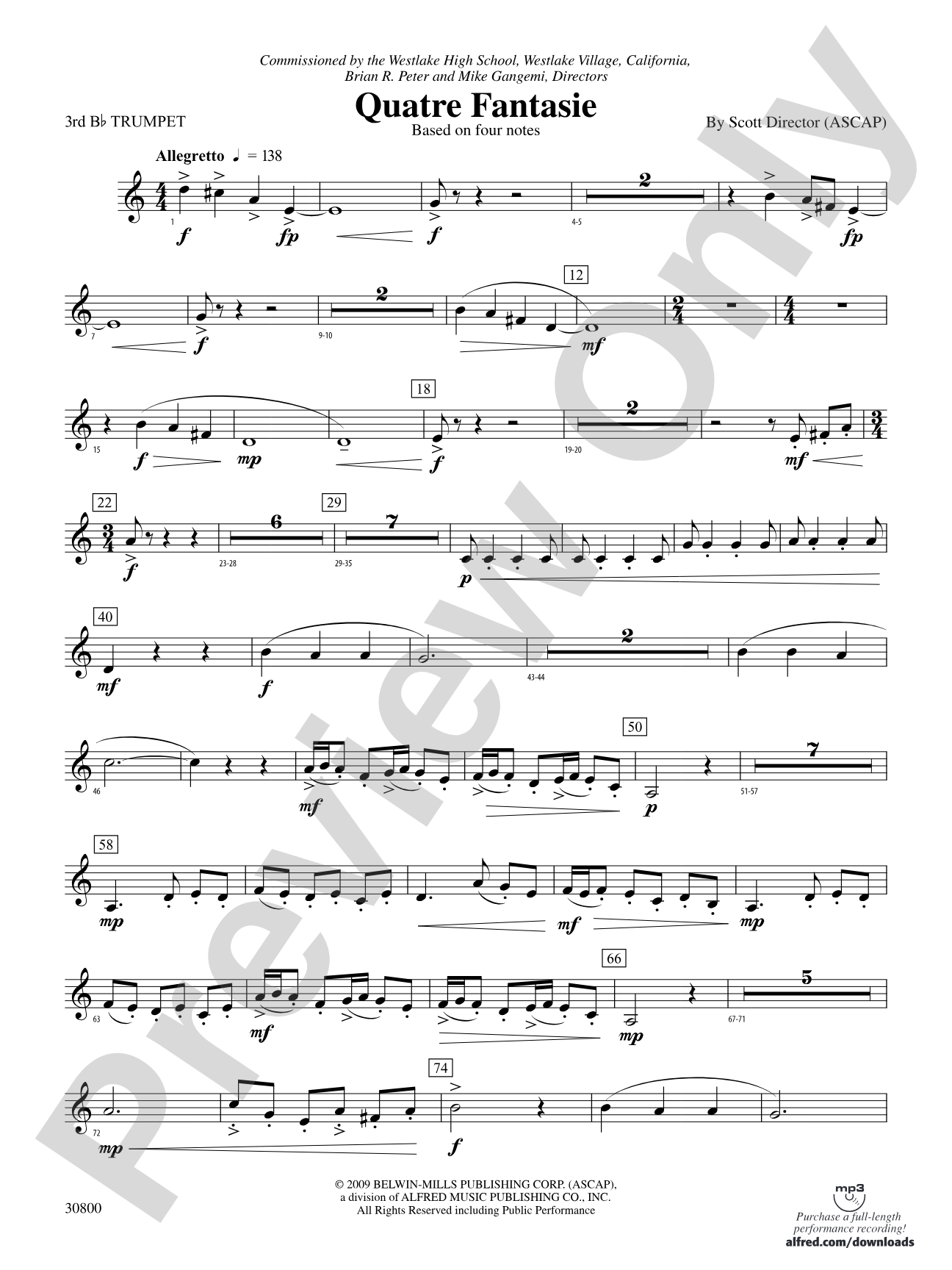 Quatre Fantasie: 3rd B-flat Trumpet