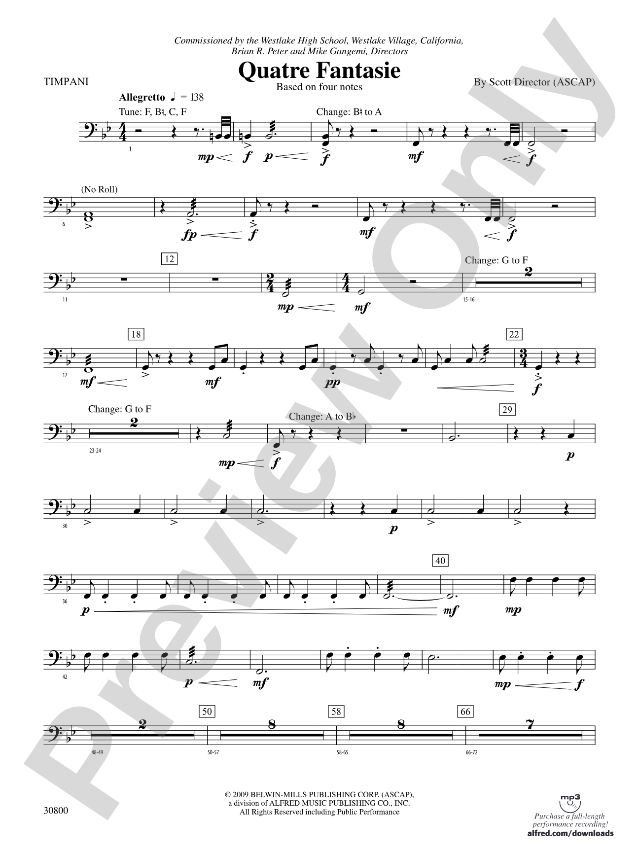 Quatre Fantasie: Timpani