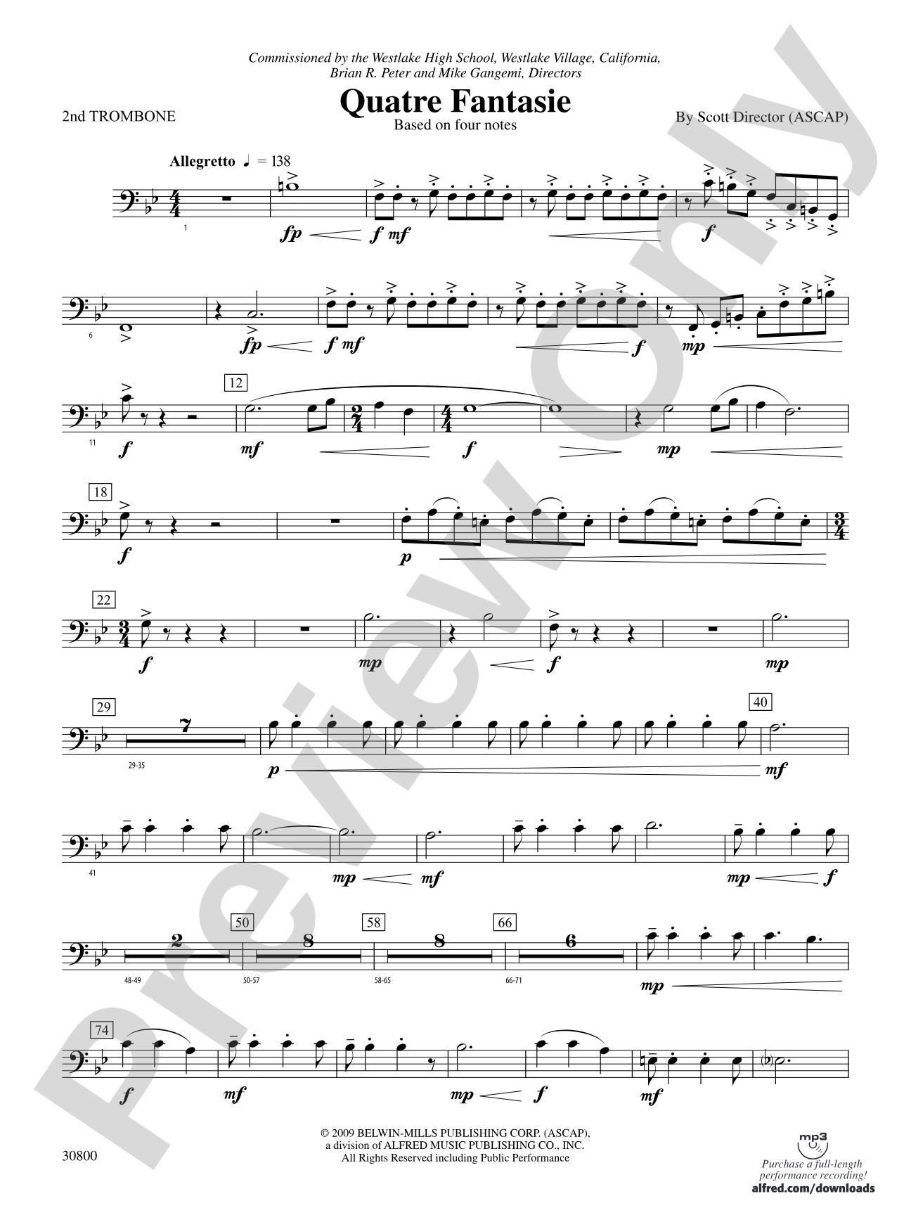 Quatre Fantasie: 2nd Trombone