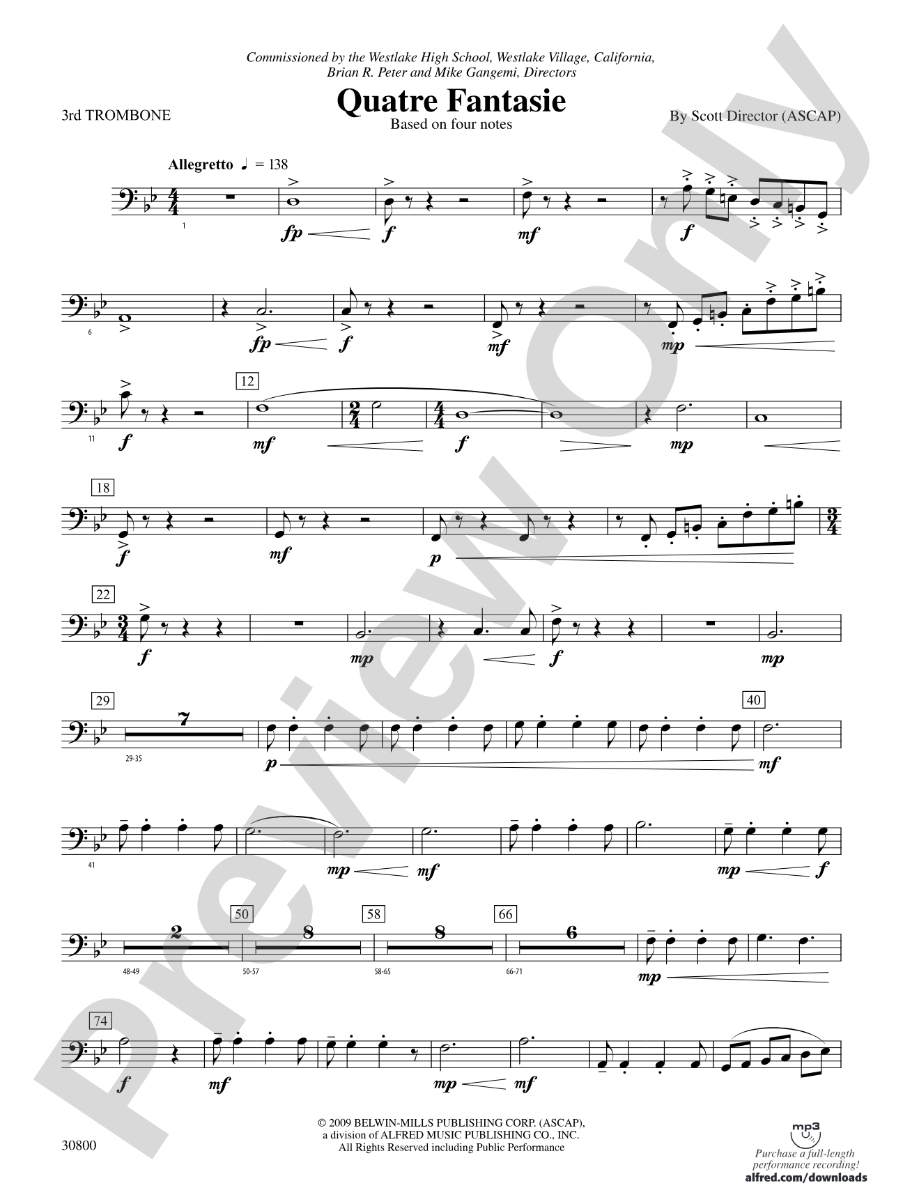 Quatre Fantasie: 3rd Trombone