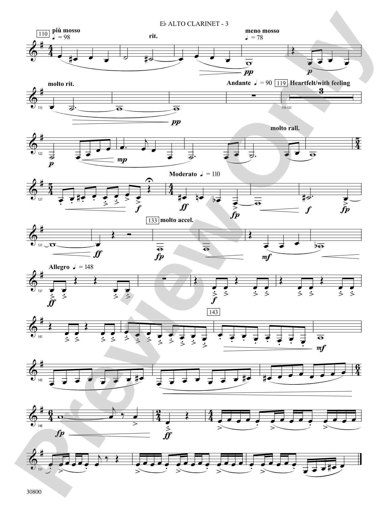 Quatre Fantasie: (wp) E-flat Alto Clarinet