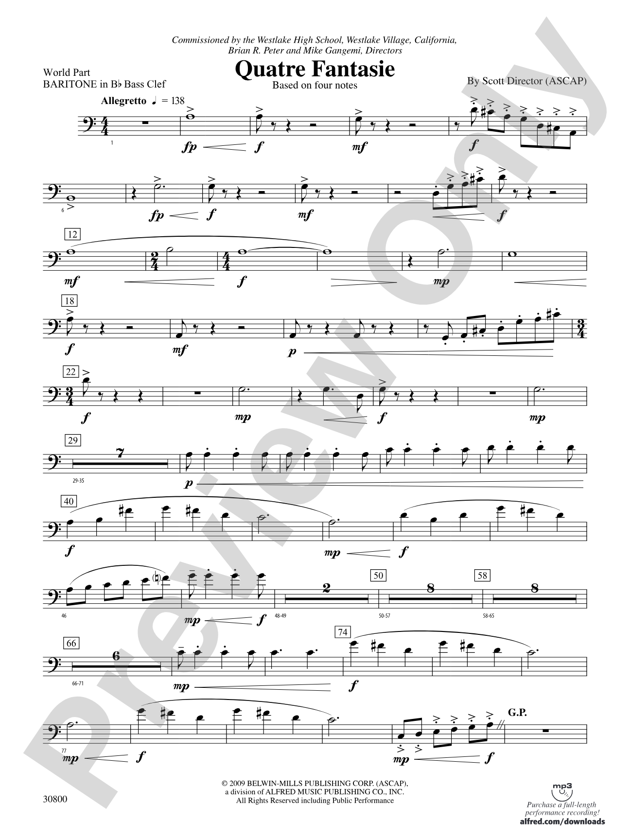 Quatre Fantasie: (wp) B-flat Baritone B.C.