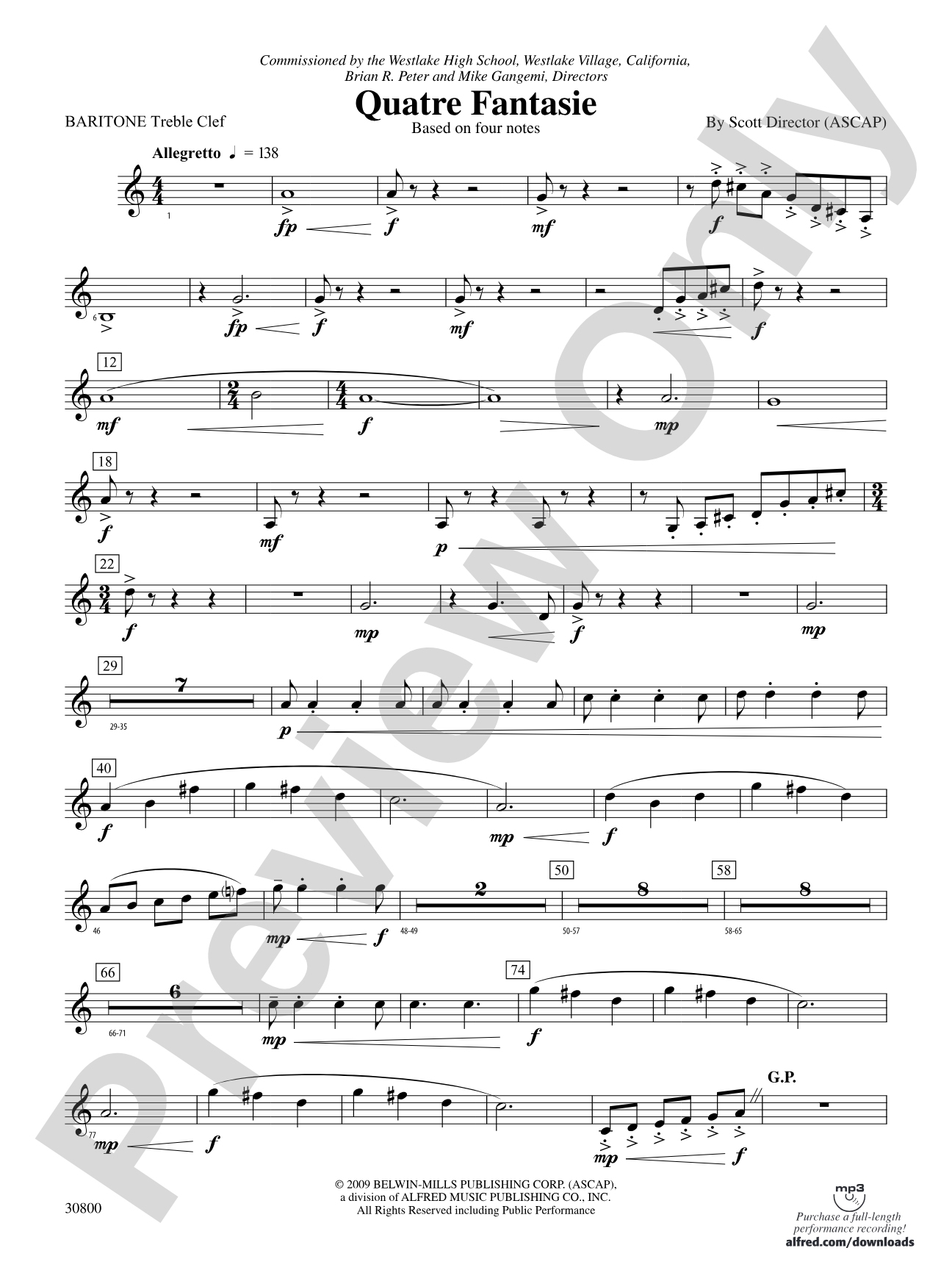 Quatre Fantasie: (wp) Baritone T.C.