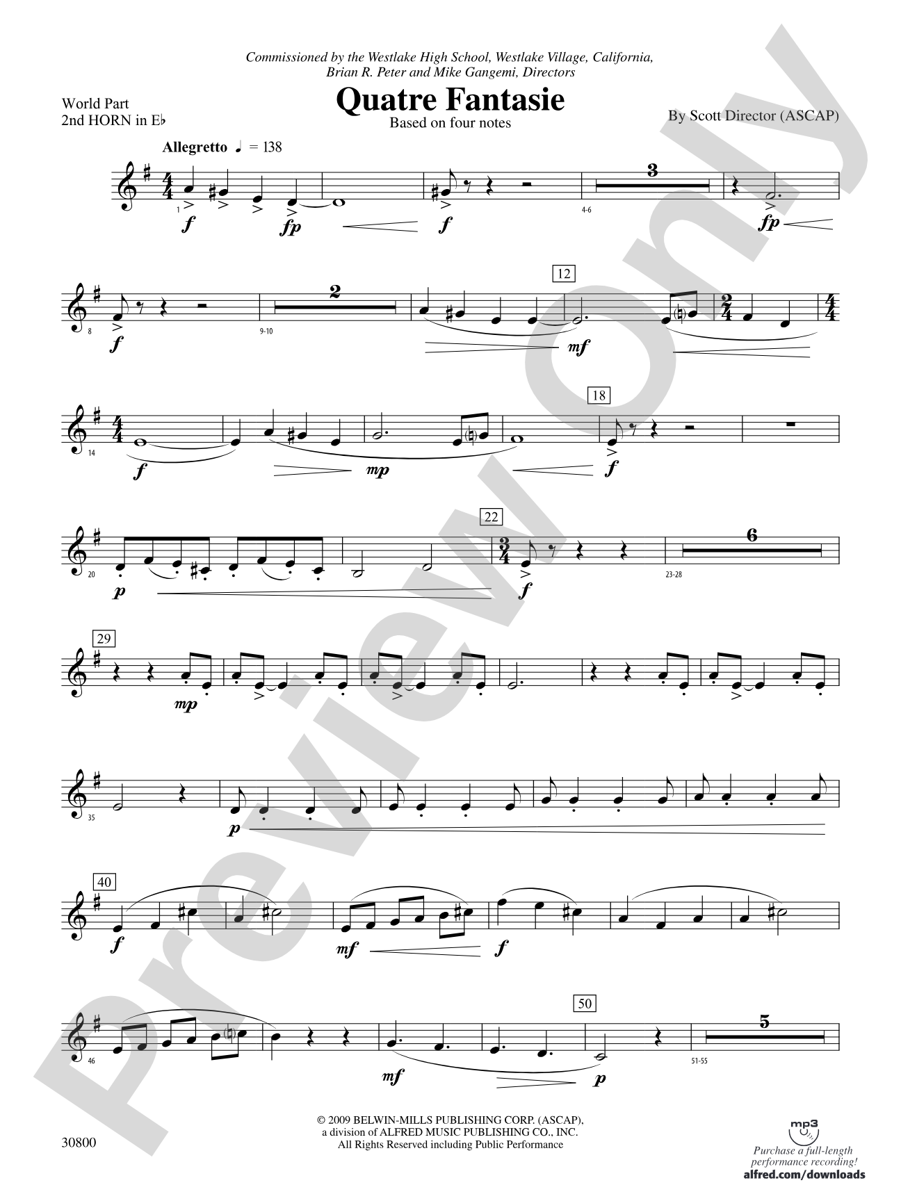 Quatre Fantasie: (wp) 2nd Horn in E-flat