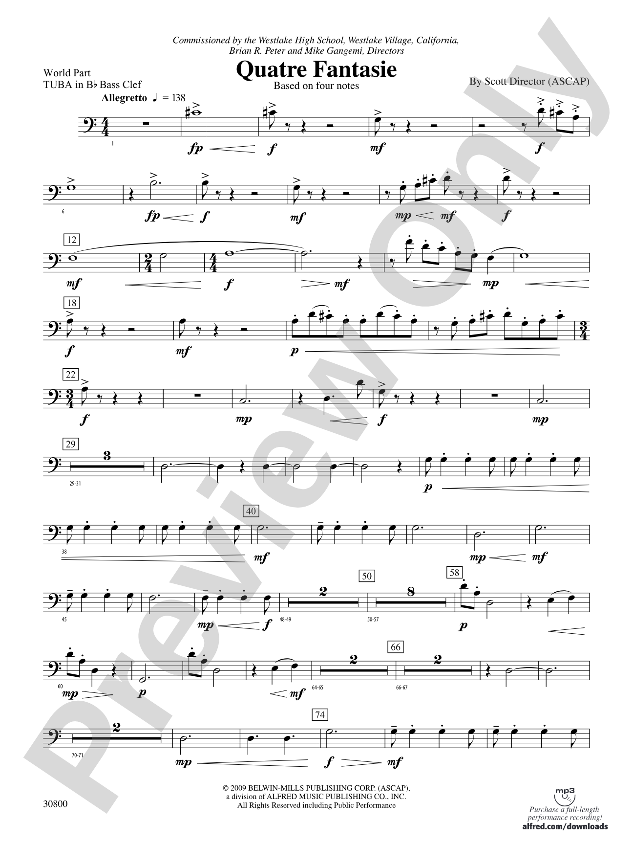 Quatre Fantasie: (wp) B-flat Tuba B.C.