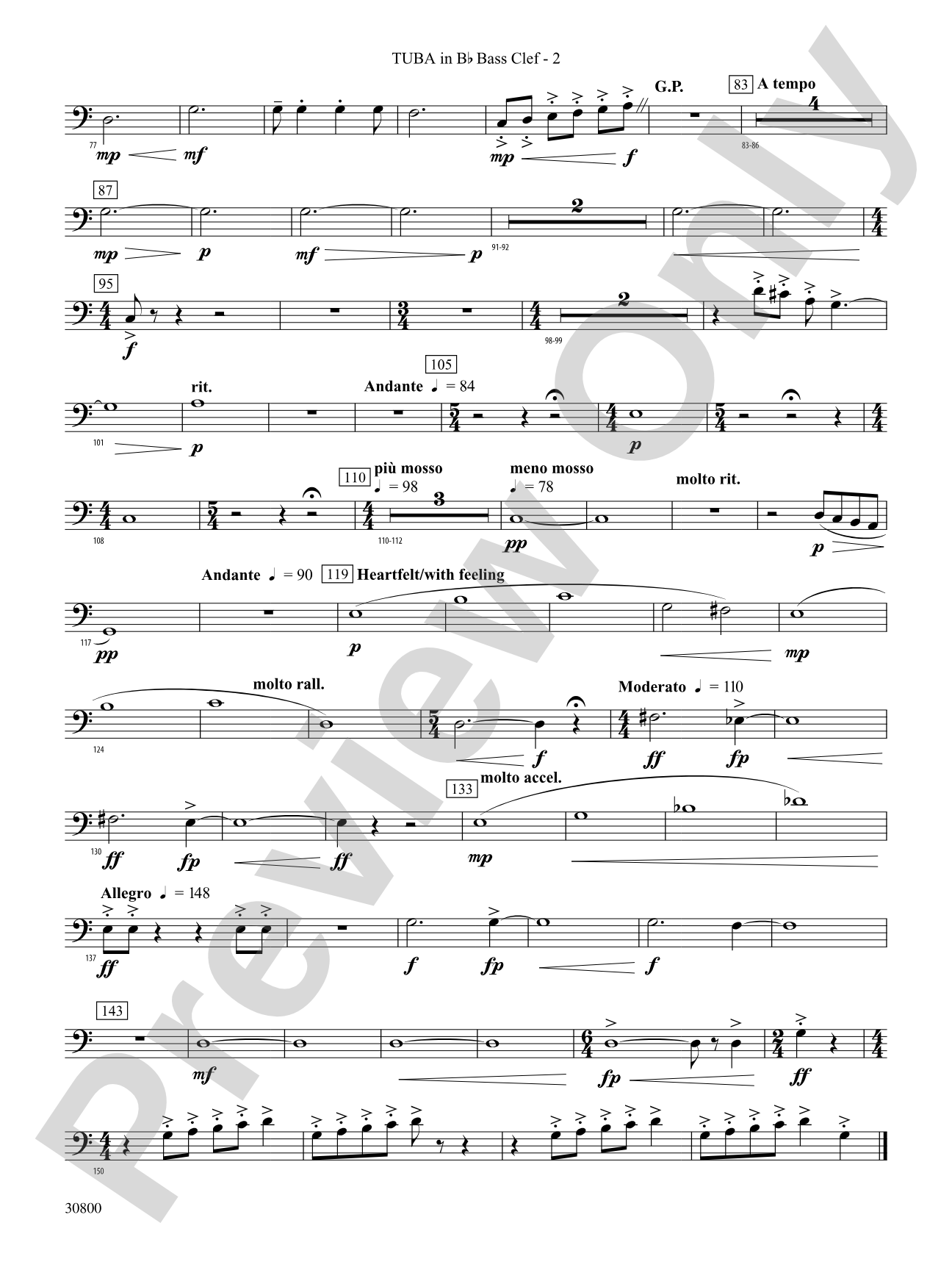 Quatre Fantasie: (wp) B-flat Tuba B.C.