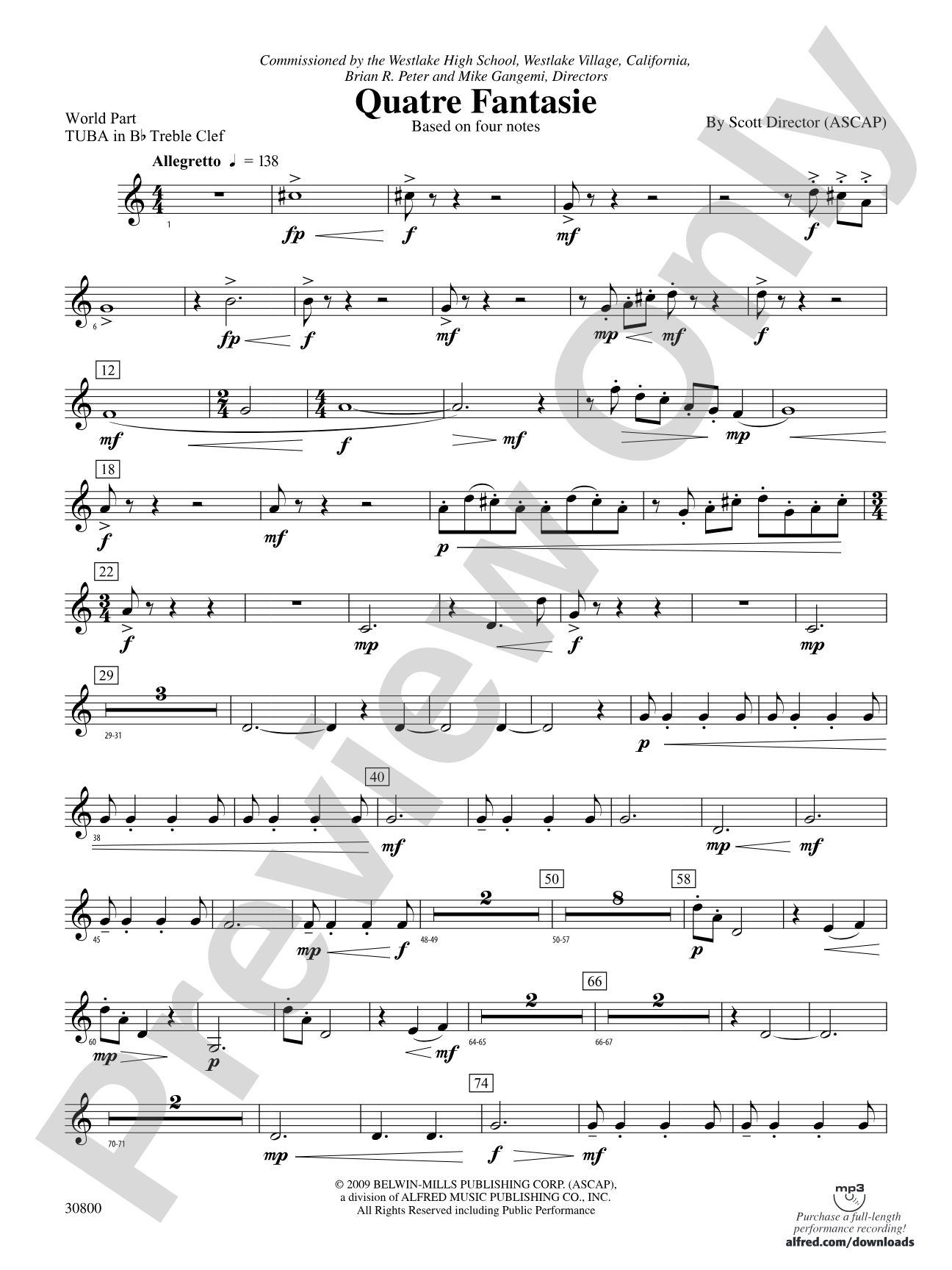 Quatre Fantasie: (wp) B-flat Tuba T.C.