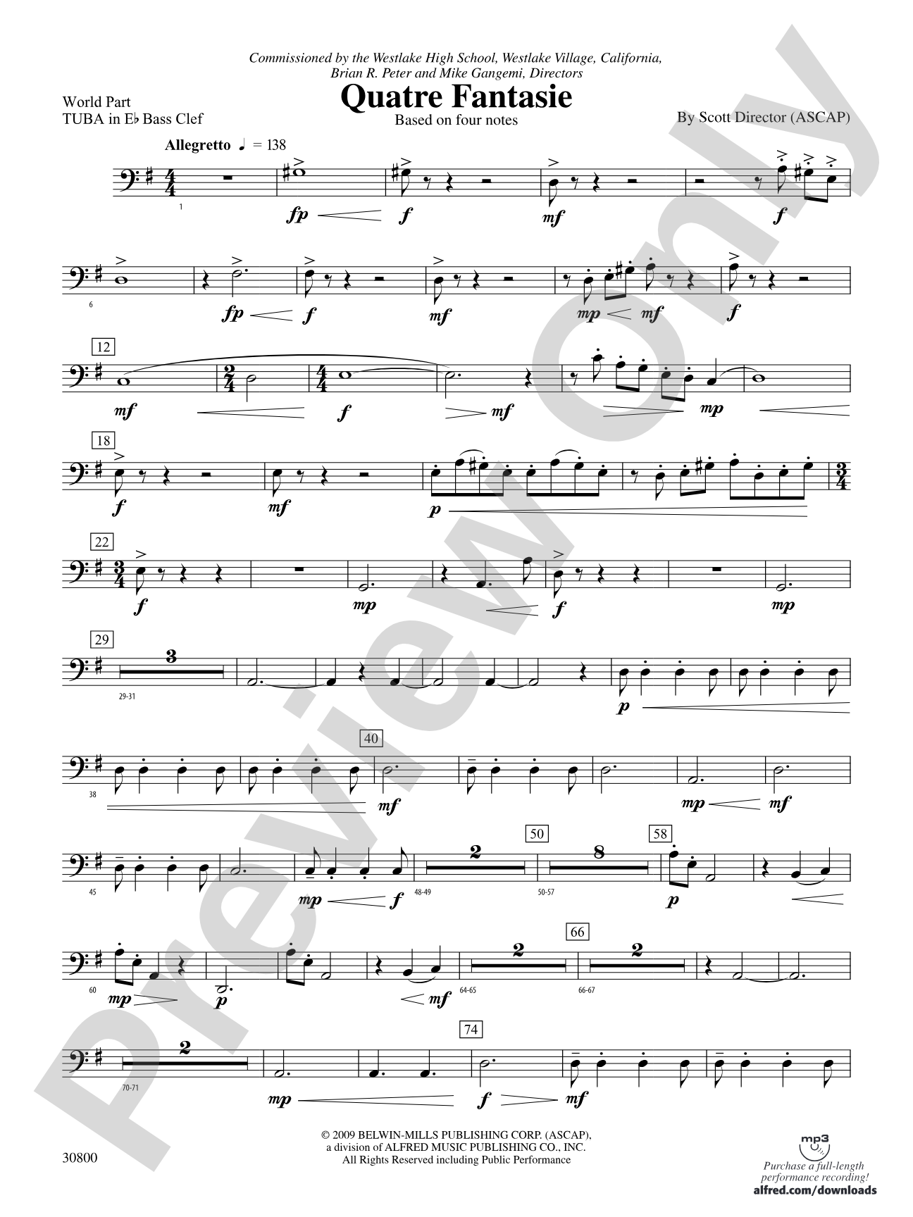 Quatre Fantasie: (wp) E-flat Tuba B.C.