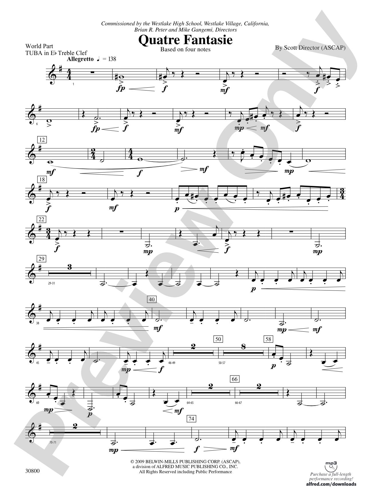 Quatre Fantasie: (wp) E-flat Tuba T.C.