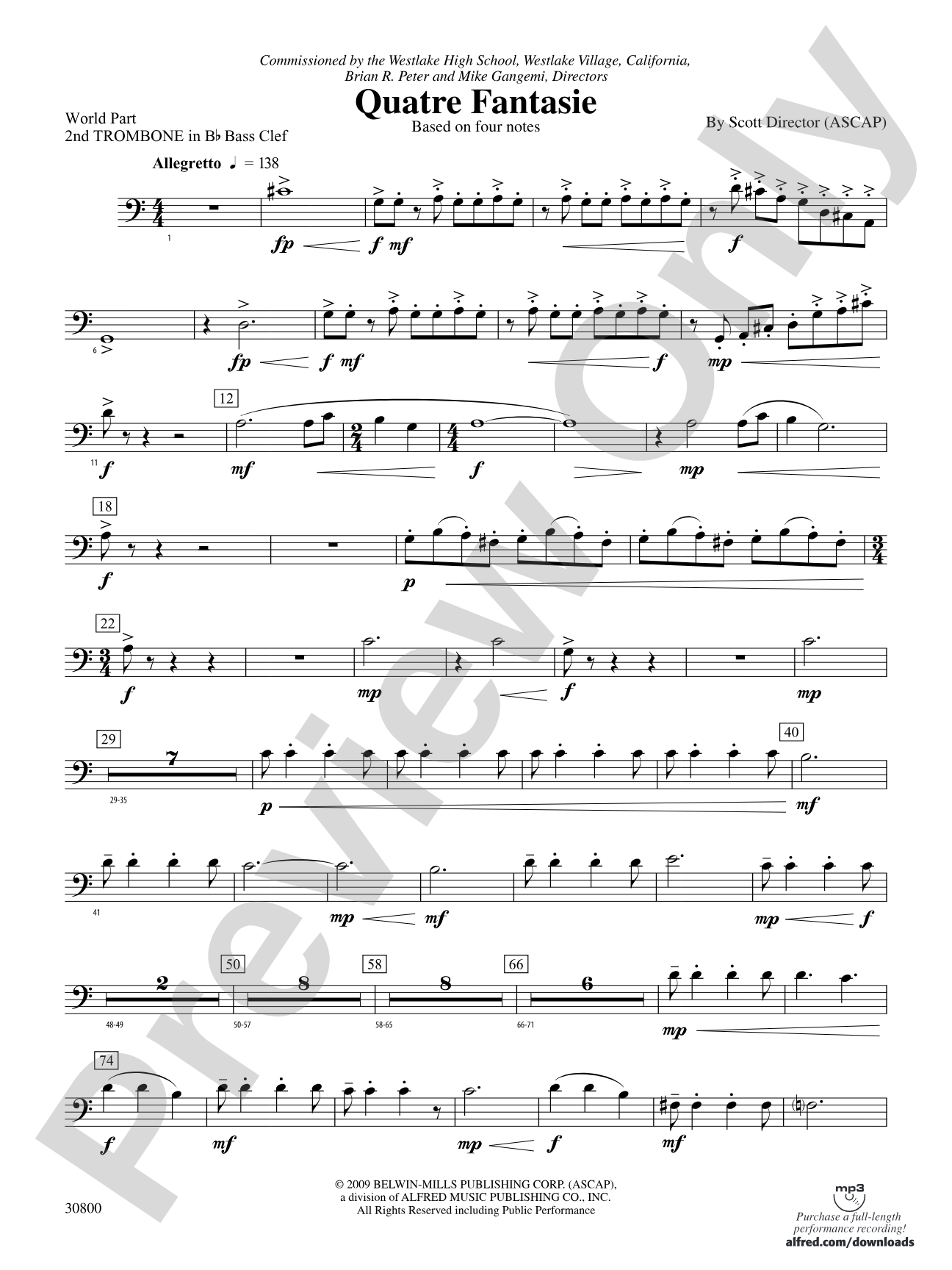 Quatre Fantasie: (wp) 2nd B-flat Trombone B.C.