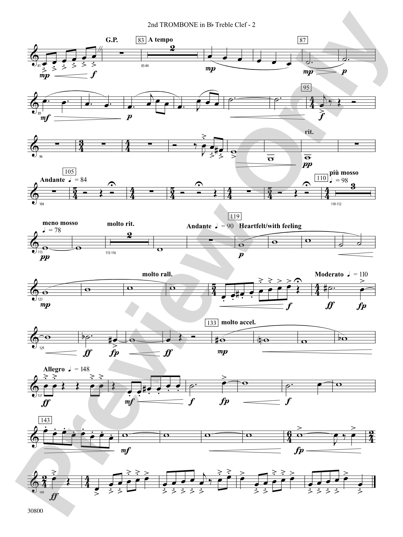 Quatre Fantasie: (wp) 2nd B-flat Trombone T.C.
