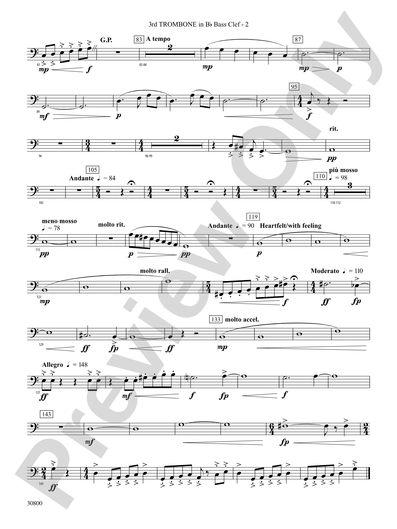 Quatre Fantasie: (wp) 3rd B-flat Trombone B.C.