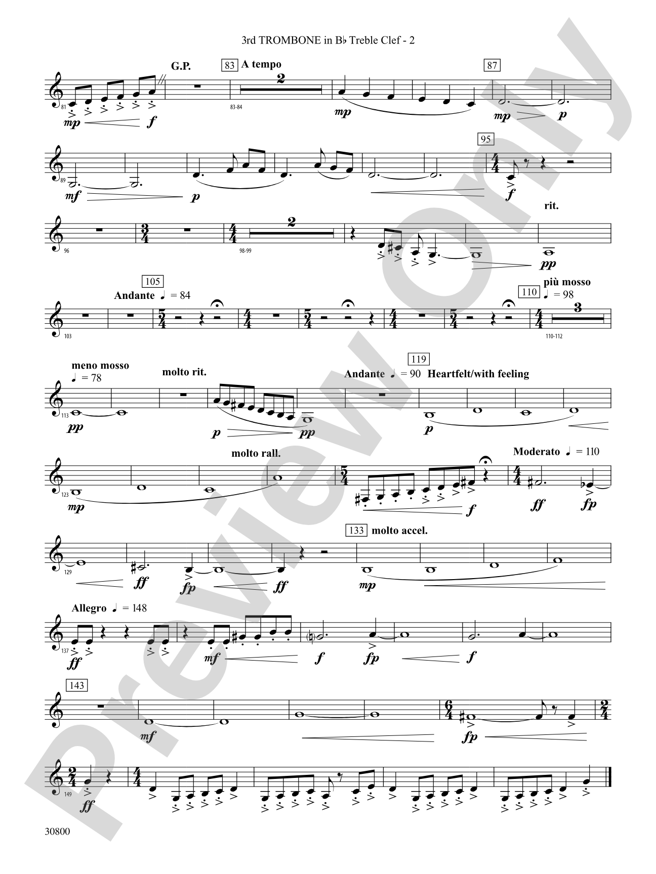 Quatre Fantasie: (wp) 3rd B-flat Trombone T.C.