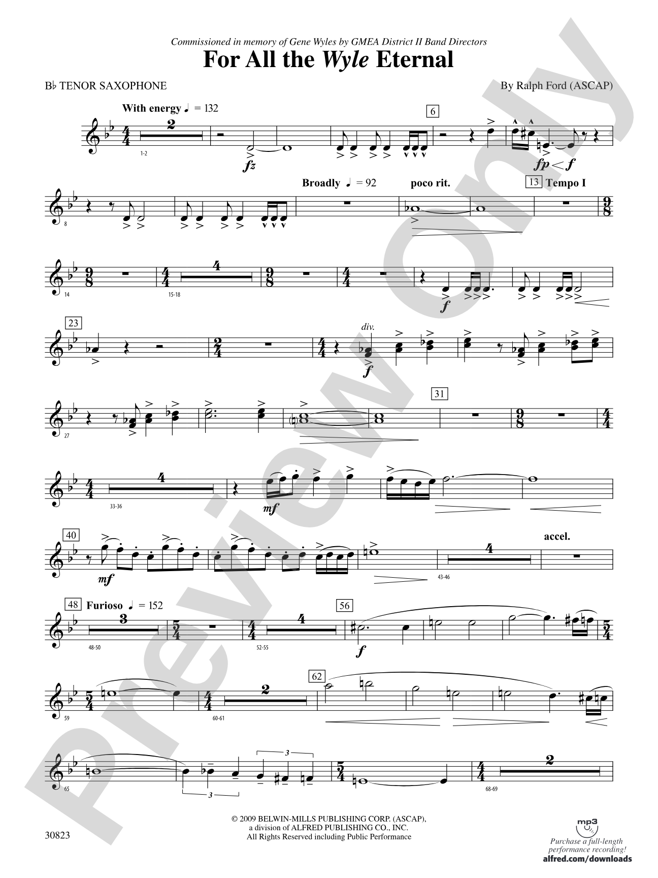 For All the Wyle Eternal: B-flat Tenor Saxophone