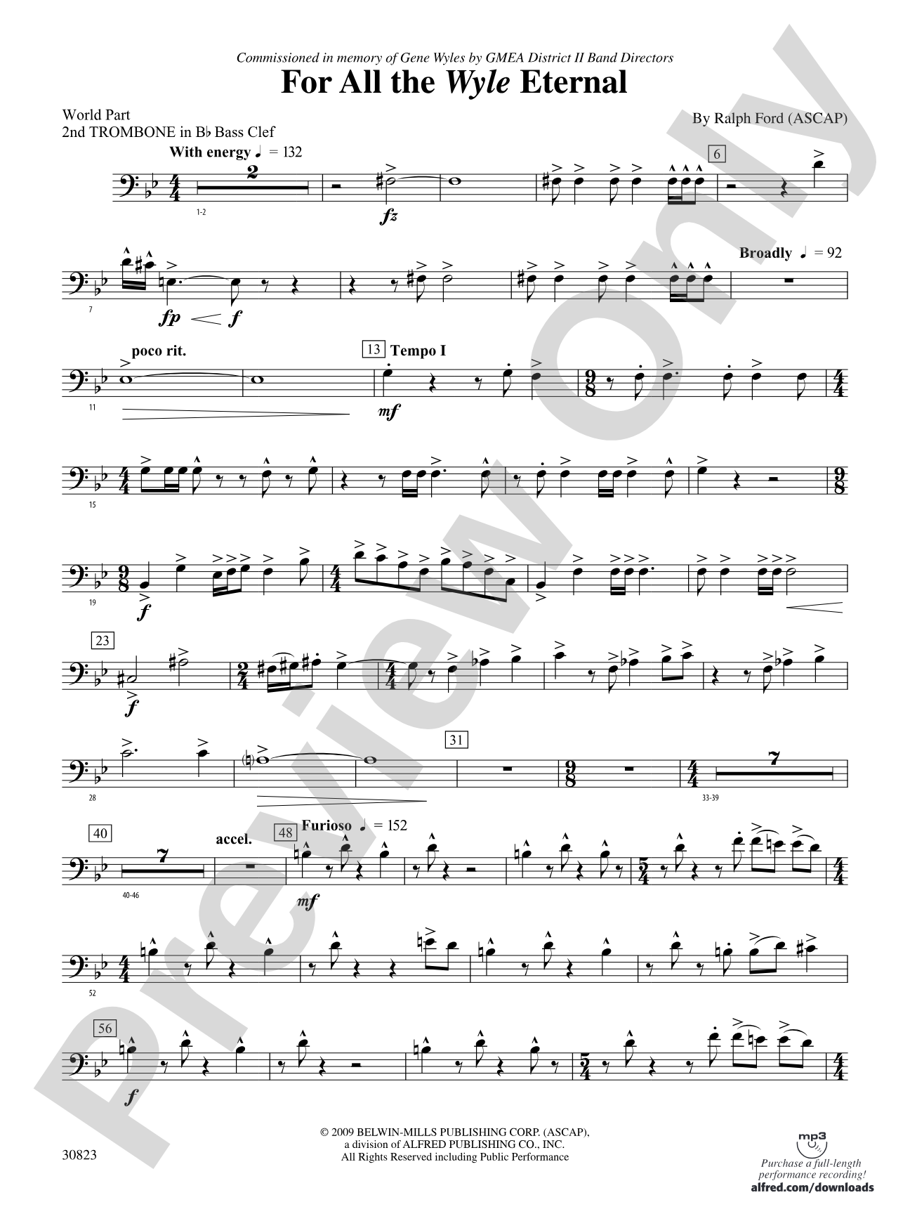 For All the Wyle Eternal: (wp) 2nd B-flat Trombone B.C.