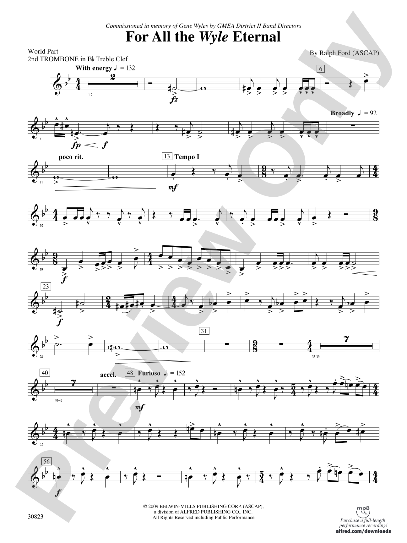 For All the Wyle Eternal: (wp) 2nd B-flat Trombone T.C.
