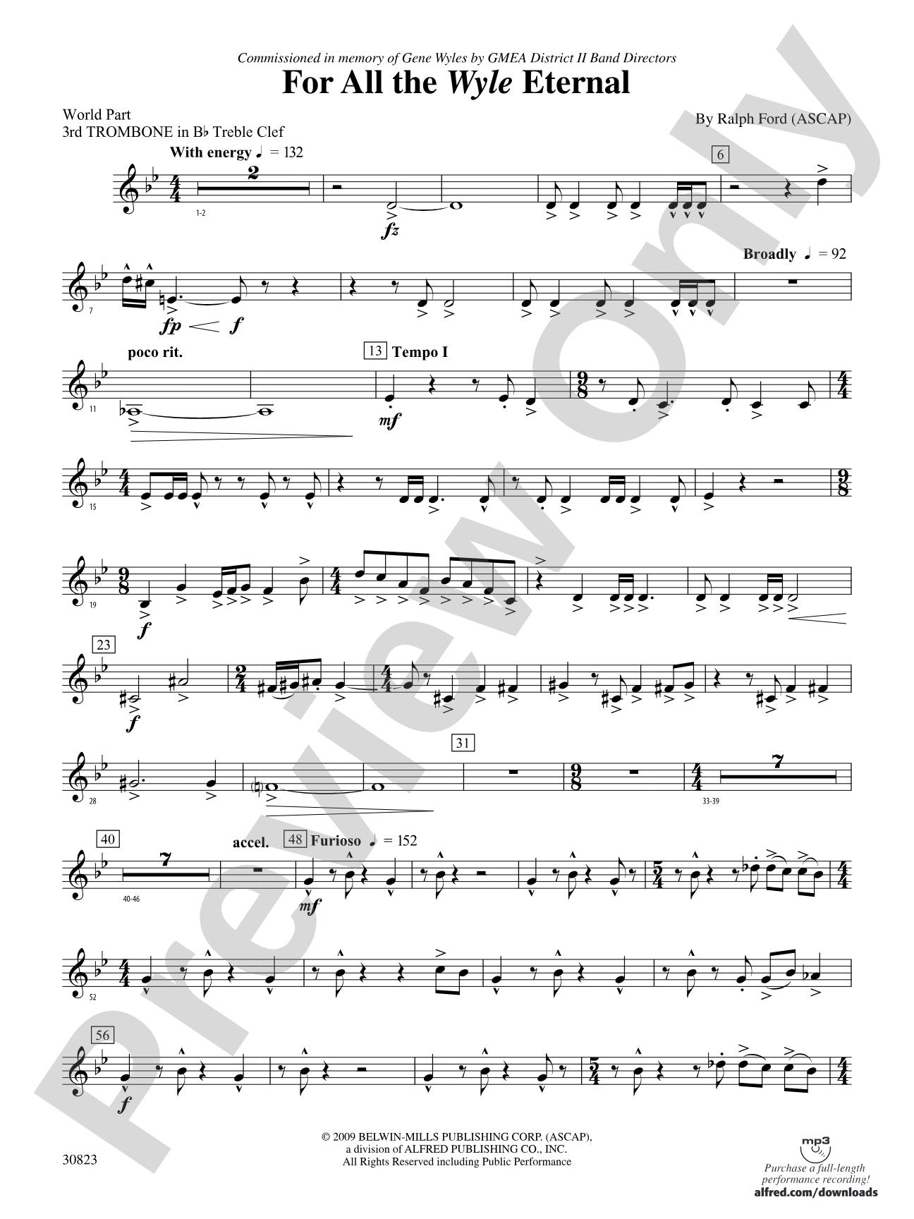 For All the Wyle Eternal: (wp) 3rd B-flat Trombone T.C.