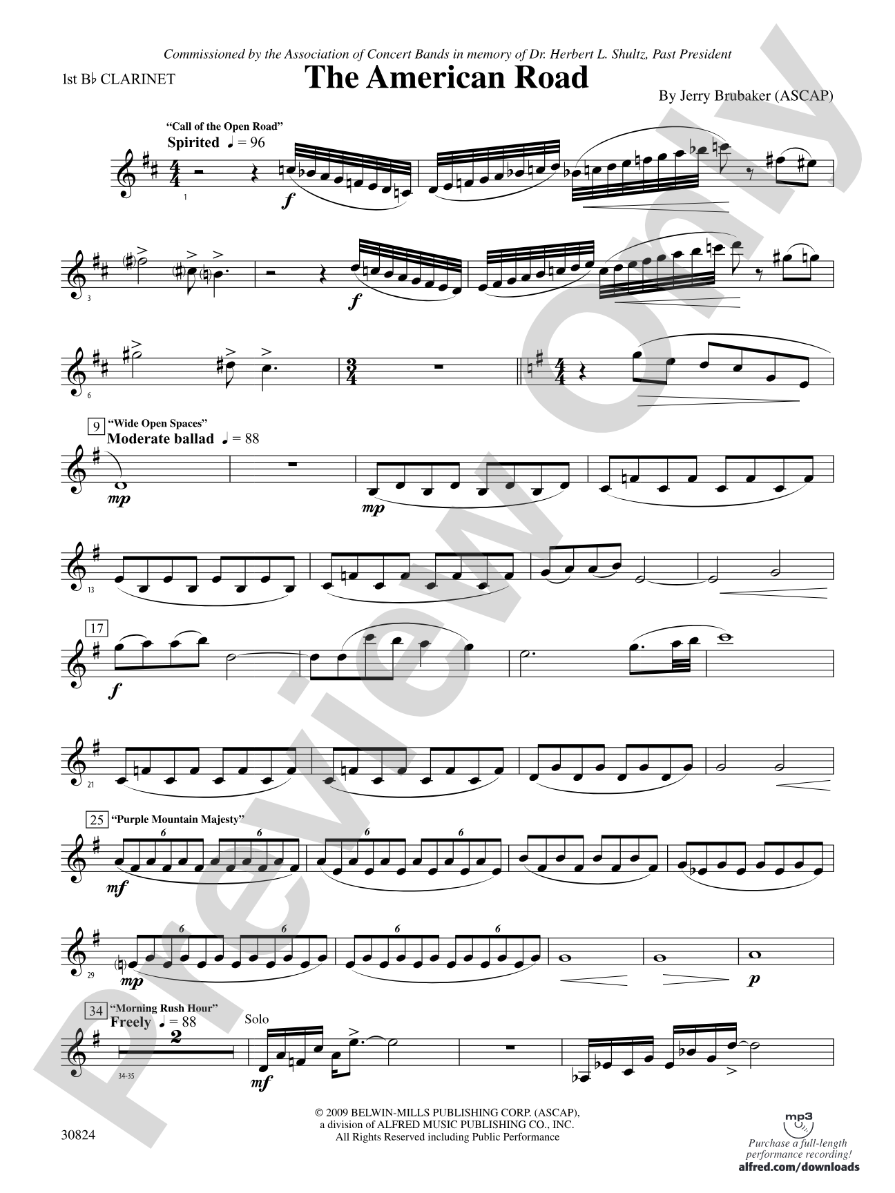 The American Road: 1st B-flat Clarinet