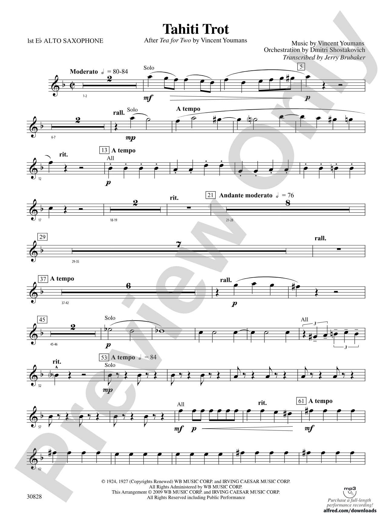 Tahiti Trot: E-flat Alto Saxophone