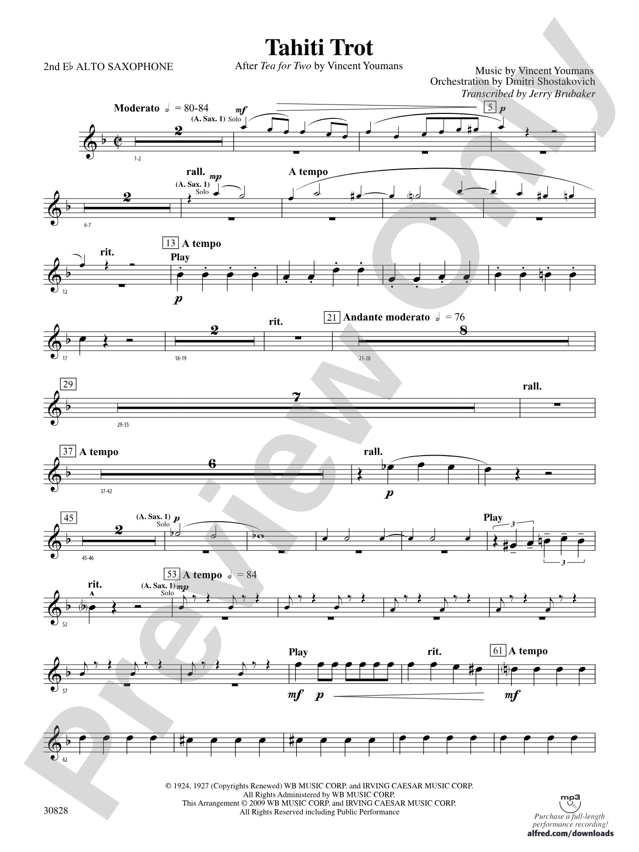 Tahiti Trot: 2nd E-flat Alto Saxophone